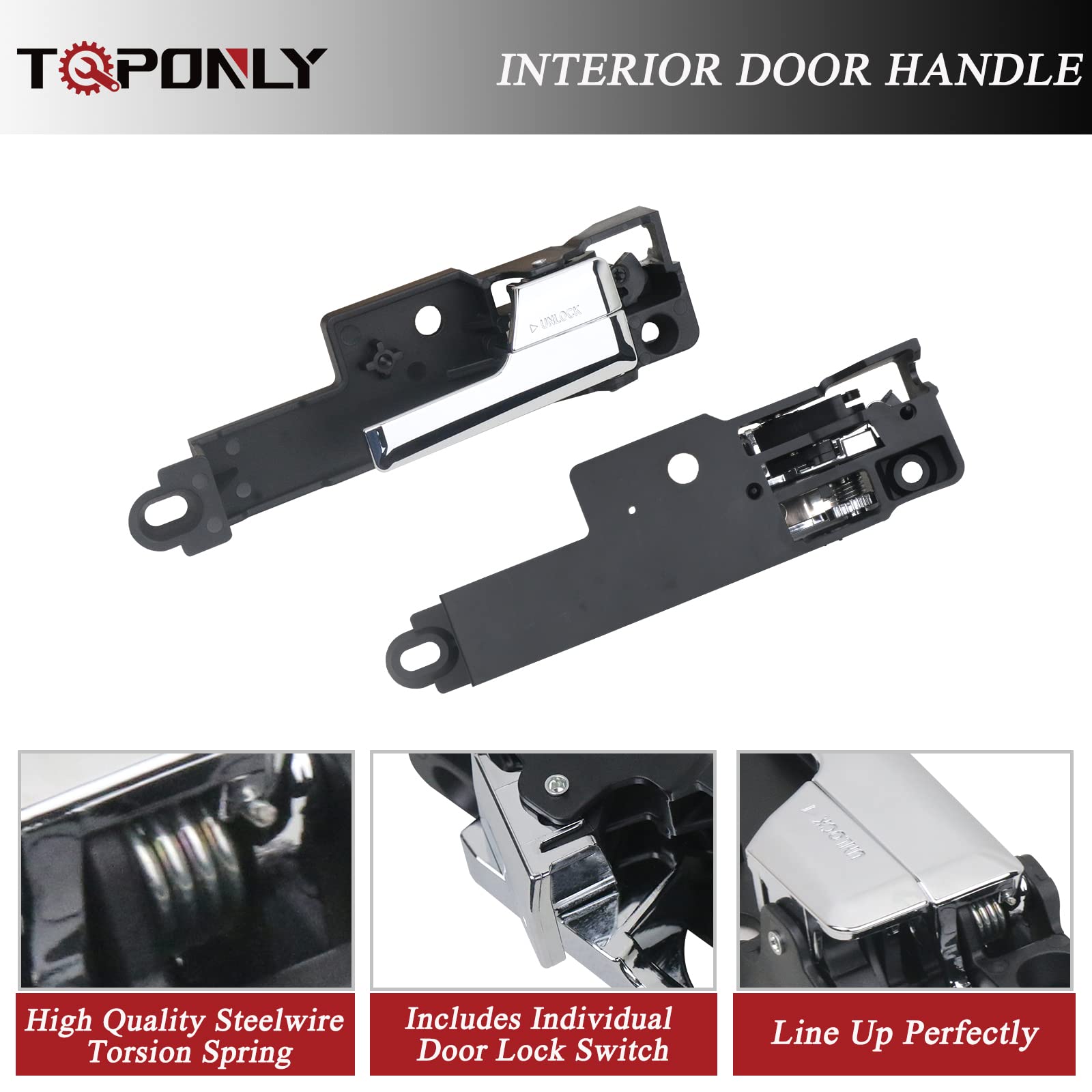 TQPONLY Front/Rear Interior Door Handle Left & Right Side (4 Pcs) Compatible with 2006-2012 Ford Fusion,2007-2012 Lincoin MKZ,20