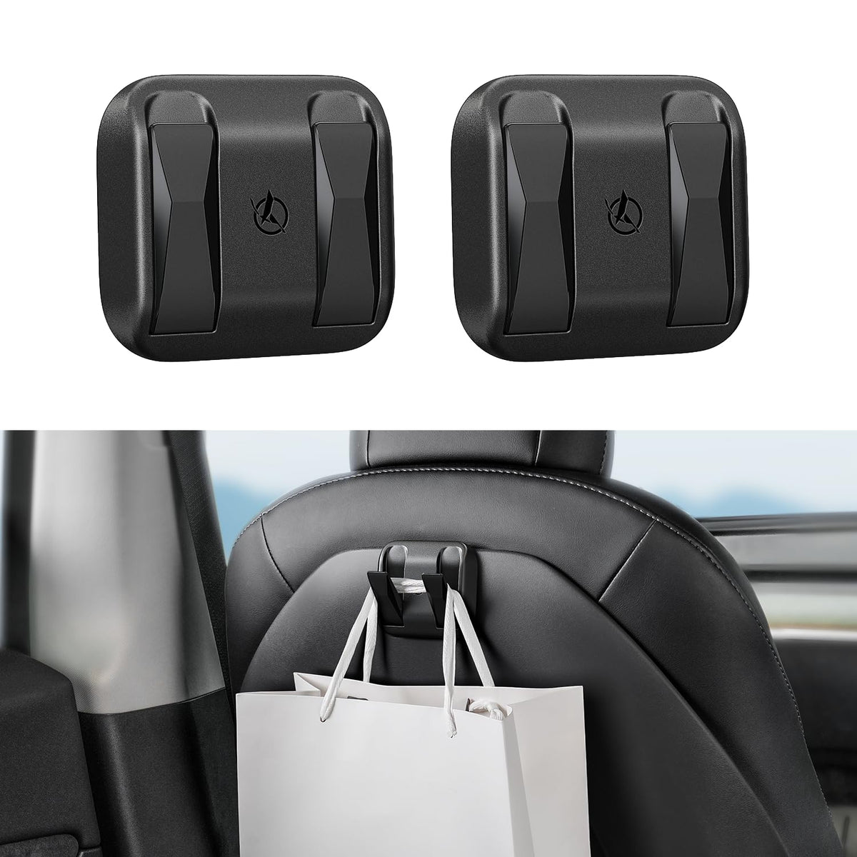 Haloblk 2 Pack Foldable Hidden Design Car Seat Hooks For Tesla Model Y Model 3 Accessories, Anti-Drop Purse Holder Seat Back Han