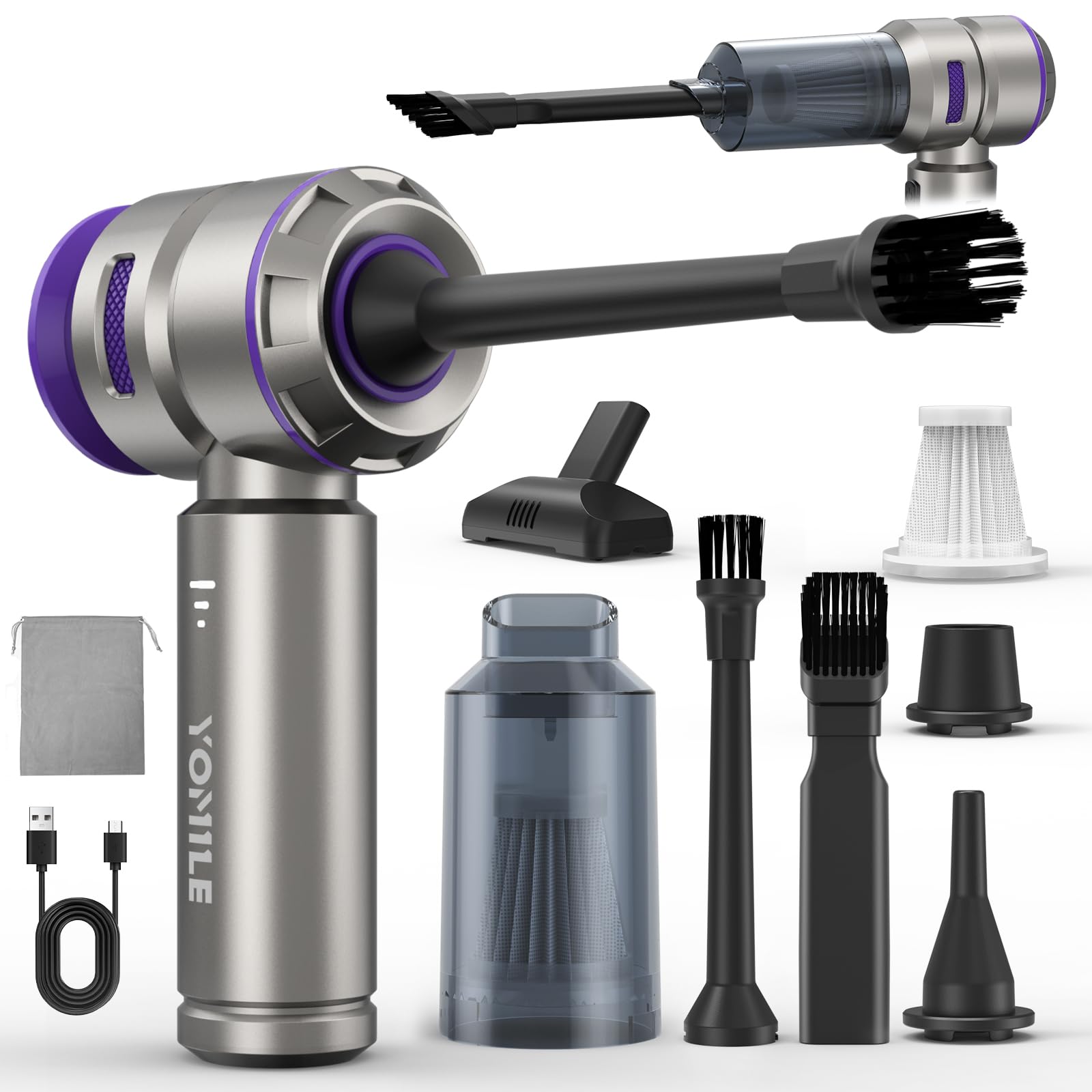 Electric Air Duster - 2 In 1 210000Rpm Brushless Air Duster & 21000Pa Car Vacuum 9000Mah Battery Air Blower Wireless Handheld Va