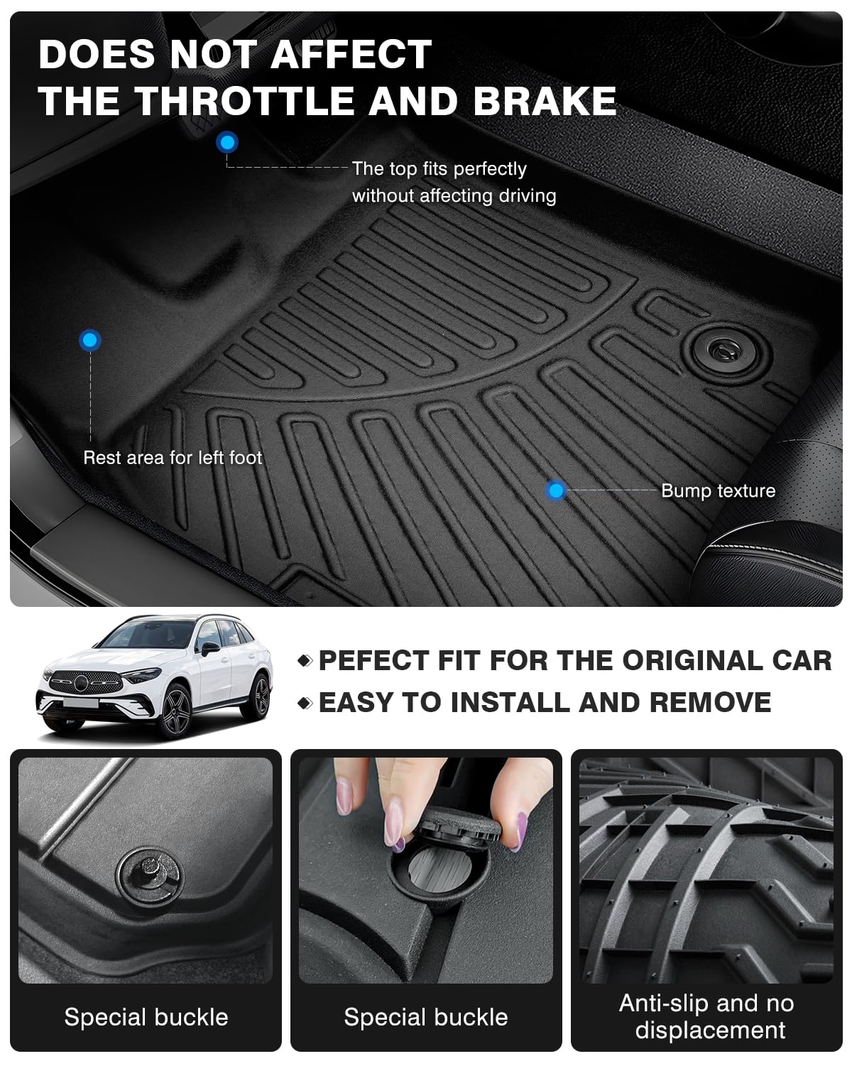 Powerty Floor Mats For 2023 2024 2025 Mercedes Benz Glc?Glc 300?Glc 350E?4Matic Accessories All Weather Floor Liner 3D Tpe 1St &