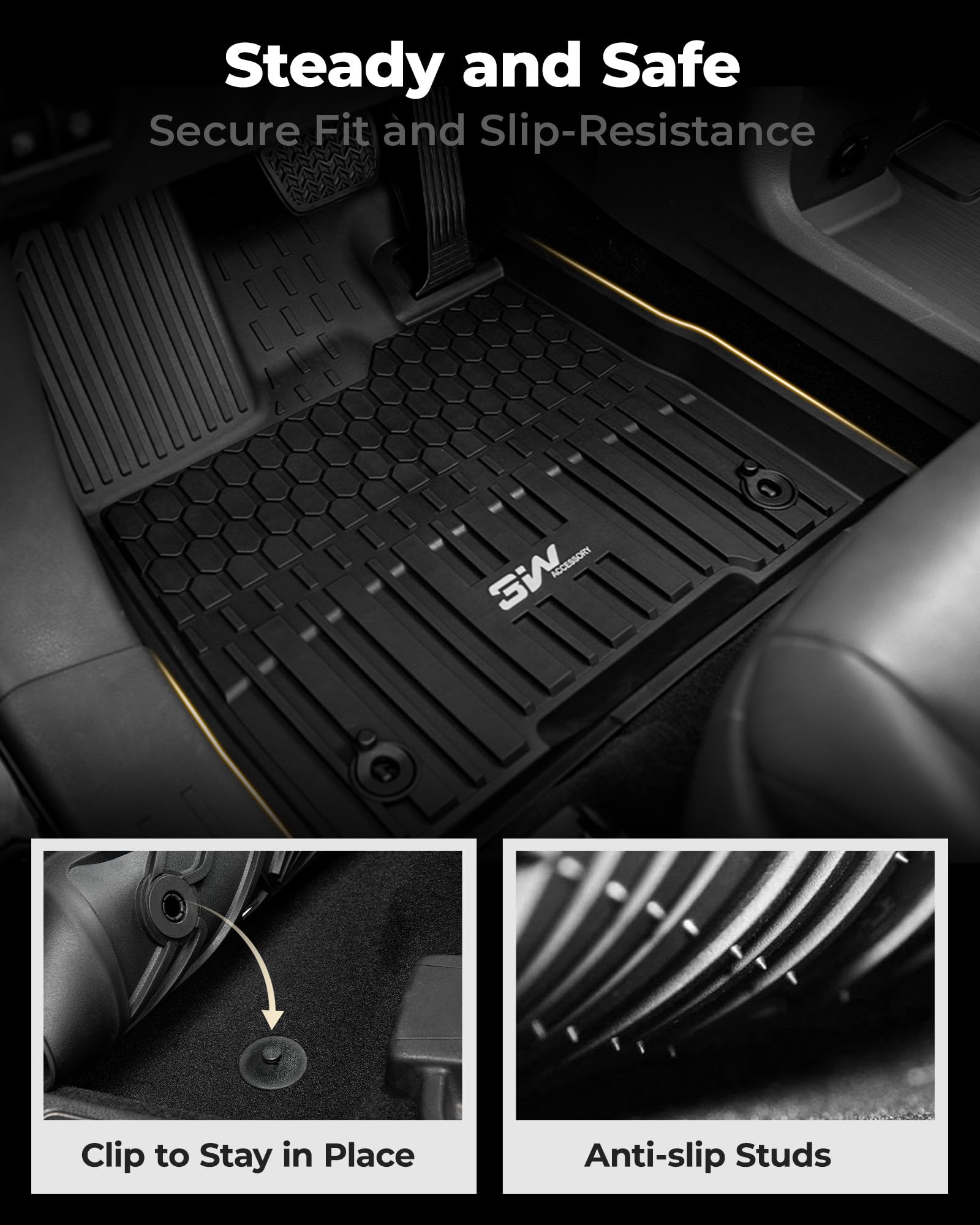3W Floor Mats Fit Toyota Sienna 2021-2025 (Only For 7 Seat & Not Fit 2025 Platinum Edition), Tpe All Weather Custom Fit Floor Li