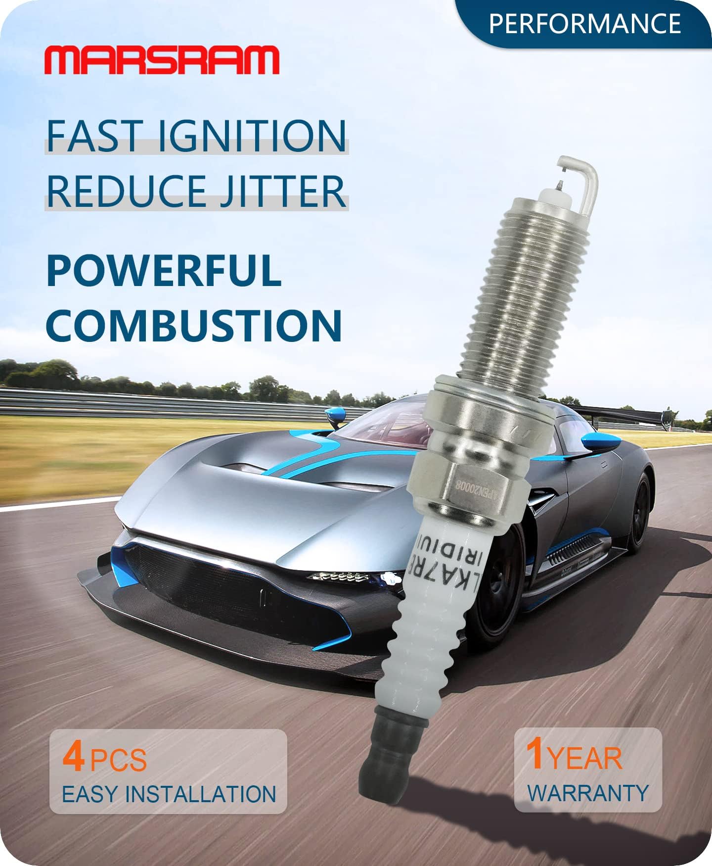 Marsram Ignition Coil Pack UF596 & Double Iridium Spark Plug 4912 for 2009 2010 2011 Toyota Corolla Matrix Prius 2012 2013 2014