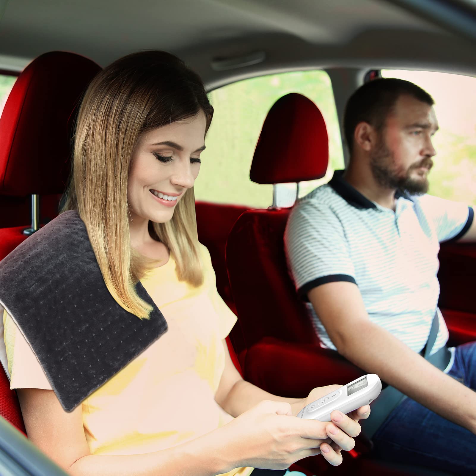 12V/24V Car Electric Blanket For Back Pain Relief, Comfytemp Travel Blanket With 6 Heat Setting, 5 Auto-Off, Portable Mini Blanket For Back Pain, Shoulders And Cramps Relief, 12X 24 Washable