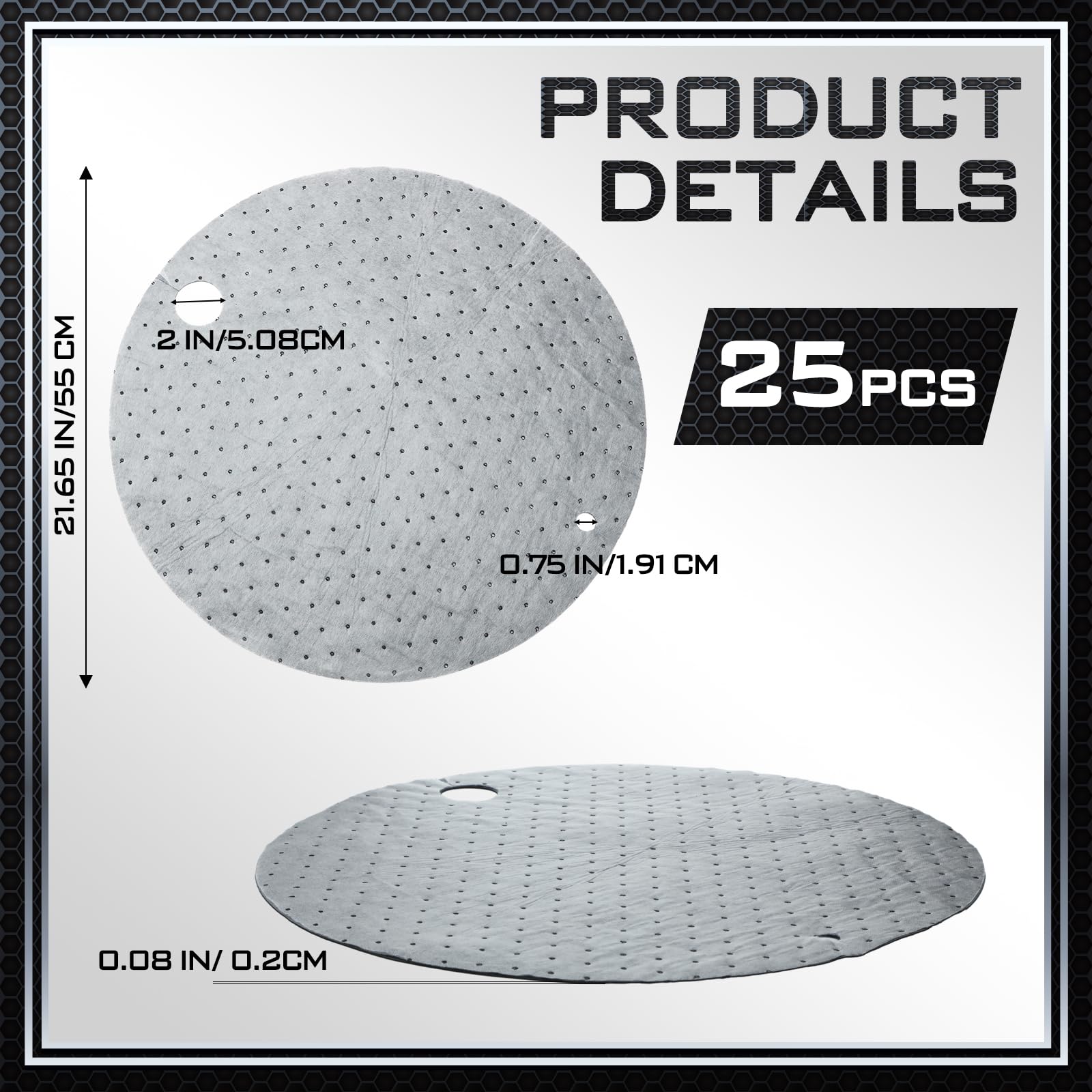 Frienda 25 Pcs Oil Absorbent Pads for 55 Gallon Drums Barrel Top Absorbent Mat 22 Inch Diameter Drum Lid Oil Mat with Bungs 0.75