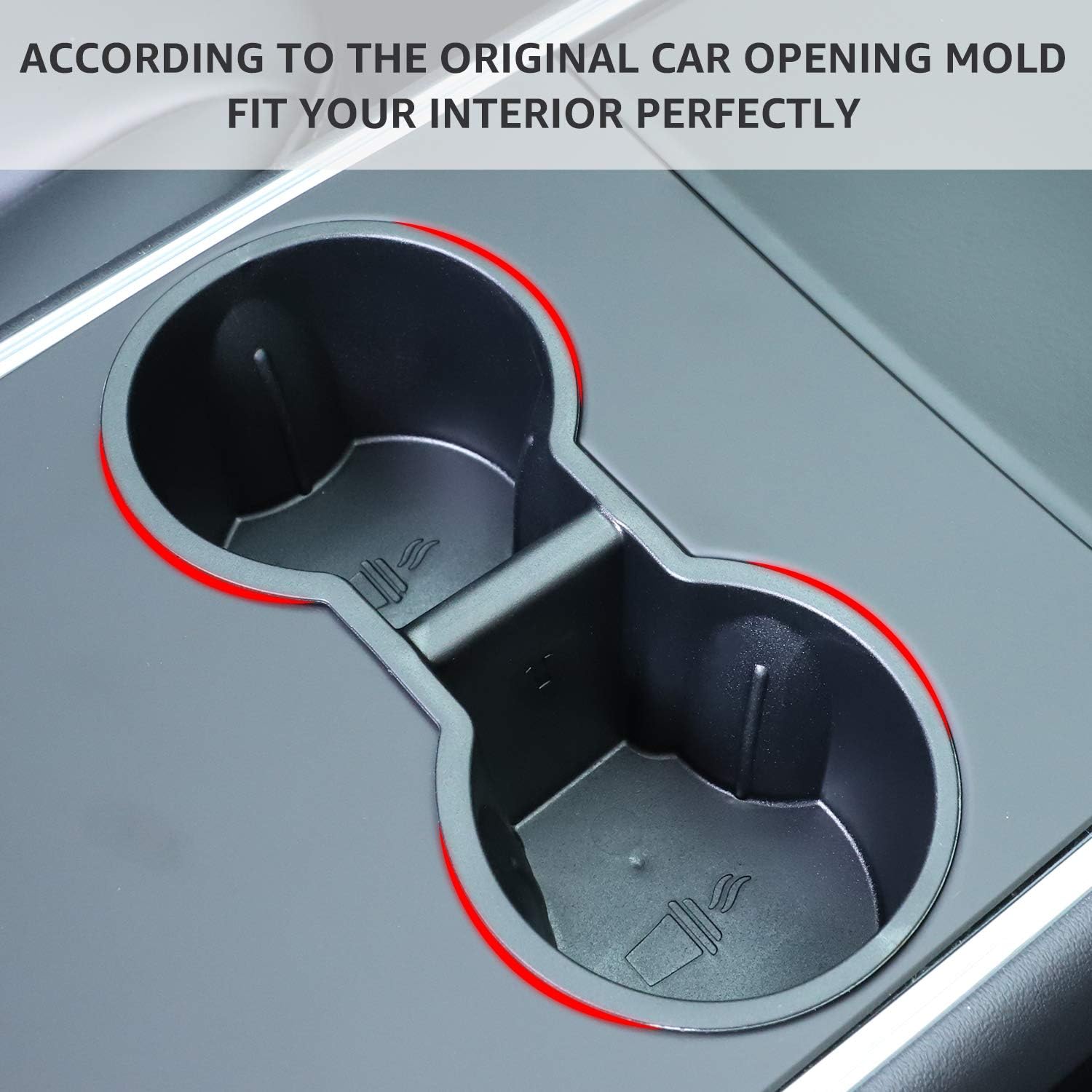 Motrobe Tesla Model Y Tesla Model 3 Center Console Cup Holder Inserts [Seamless Fit For Console] 2017-2020 Model 3 Model Y Not F