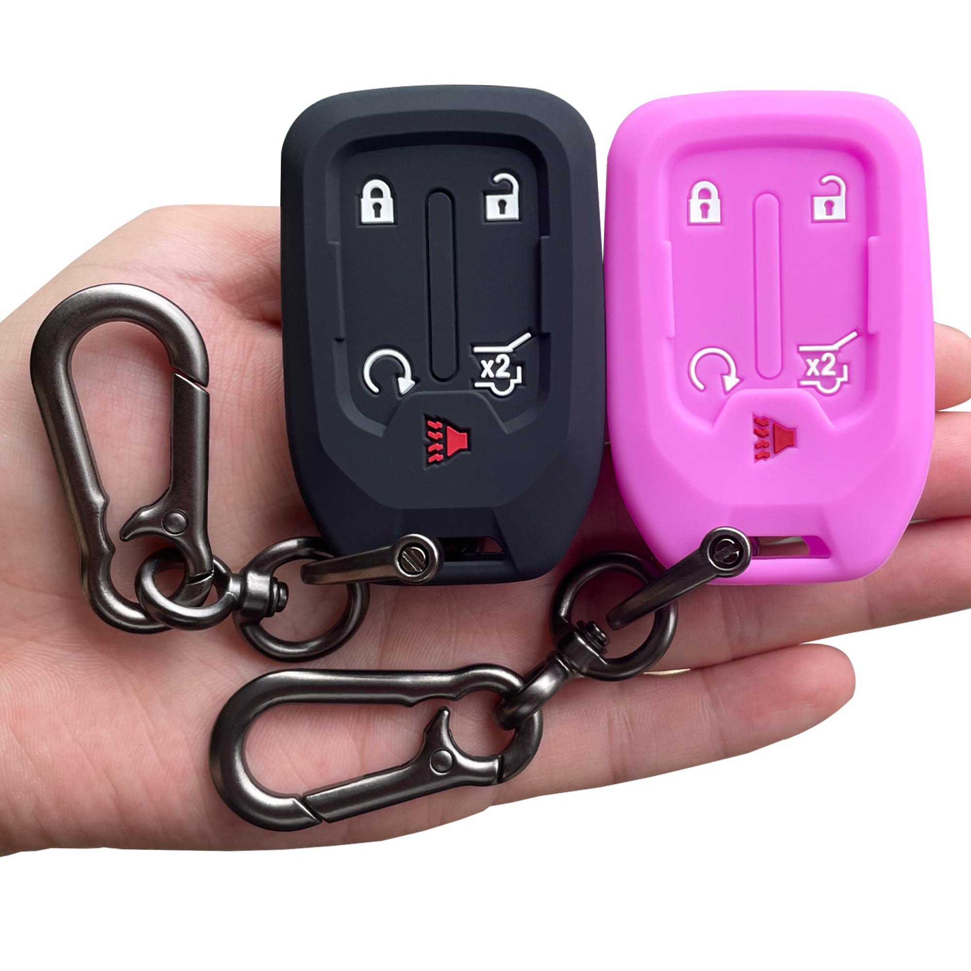 Tandrive Key Fob Cover For 2024-2017 Gmc Acadia Terrain Denali, Sierra Chevy Silverado, Silicone, Black And Purple