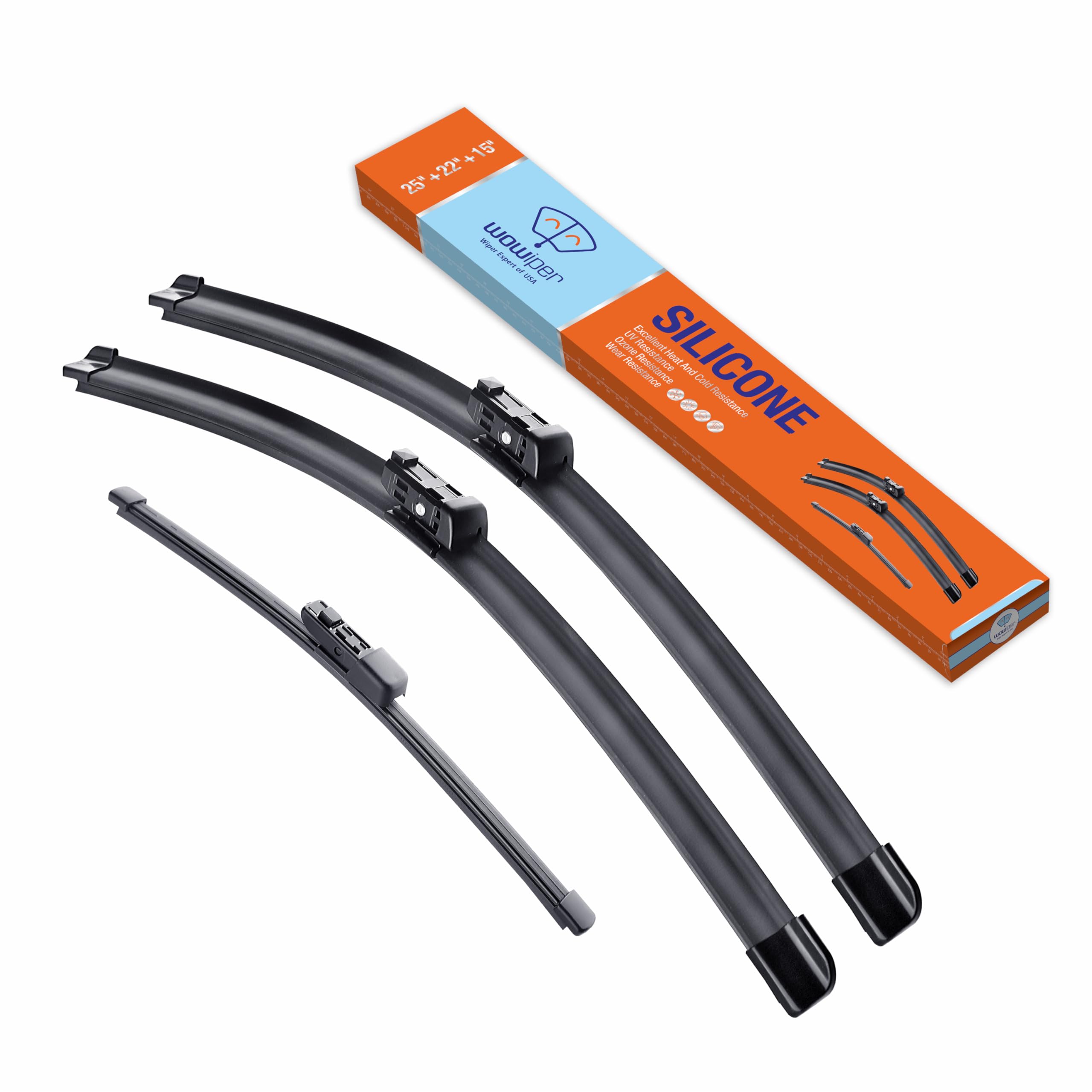 Wowiper Silicone Windshield Wiper Blades With Rear Wiper Blade For Vw Volkswagen Tiguan 2018-2022, All-Season Automotive Replace