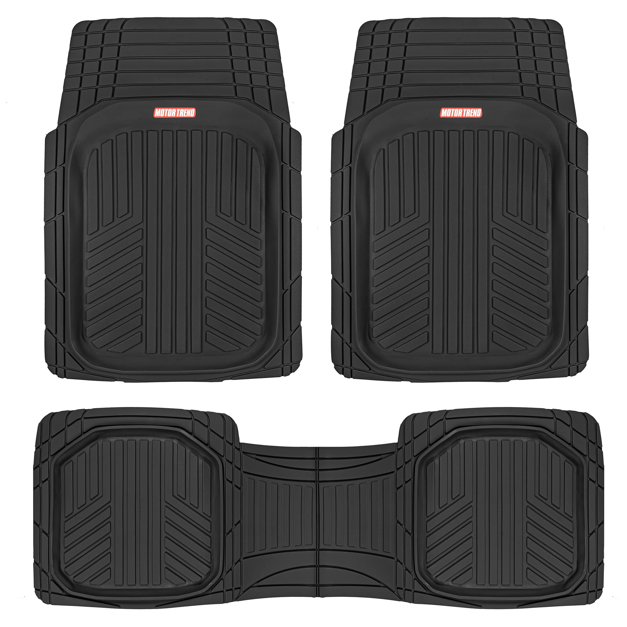 Motor Trend FlexToughXL Floor Mats for Cars Full Set, All-Weather Rubber Automotive Floor Mats, Waterproof Heavy Duty Car Mats, 