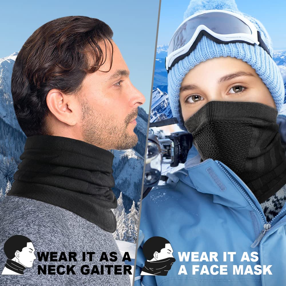Wtactful Winter Neck Gaiter Neck Warmer Half Face Ski Mask Cover Shield Cold Weather Windproof Tube Bandana Balaclava For Runnin