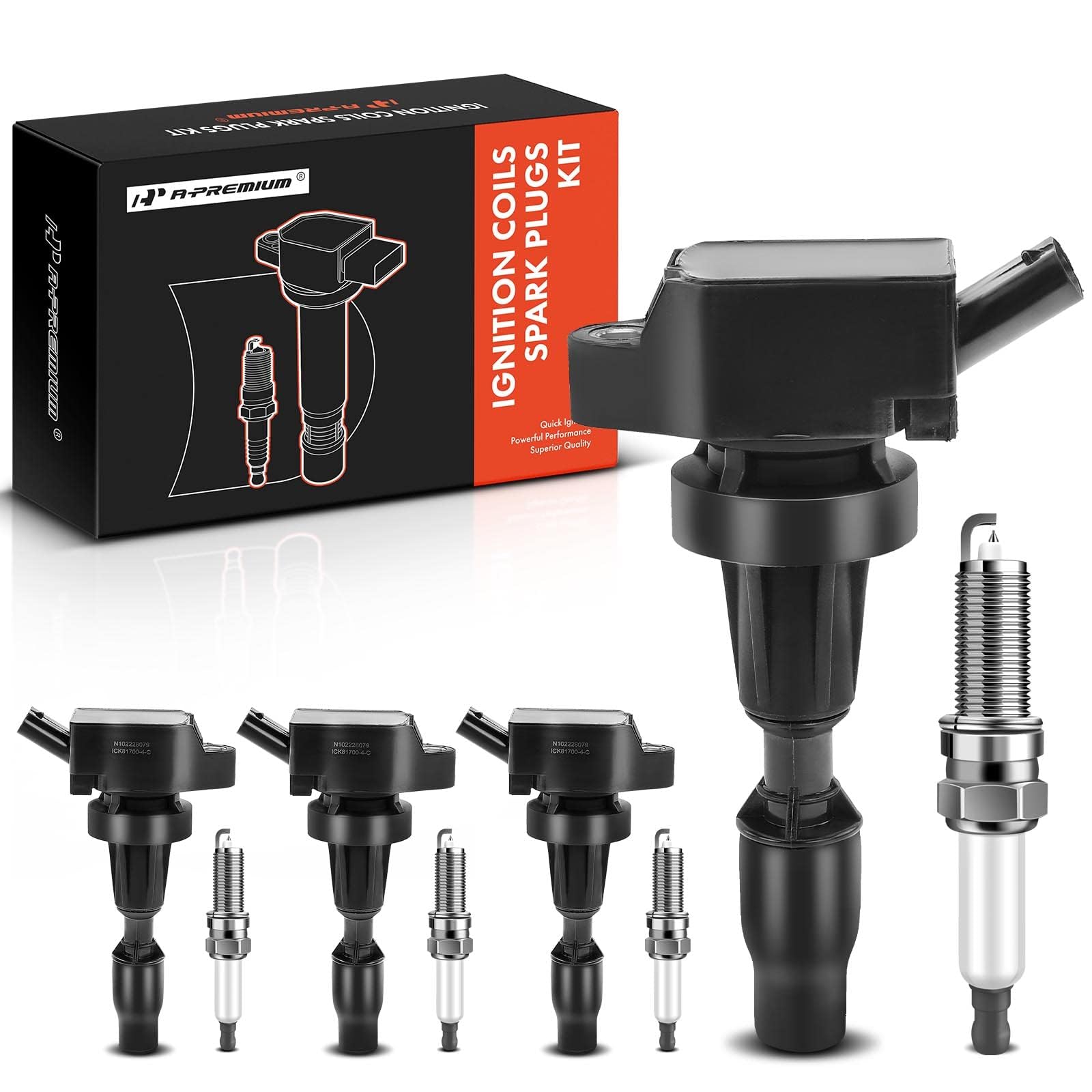 A-Premium Ignition Coils And Spark Plugs Kits Compatible With Hyundai Elantra 2017-2020, Sonata 2015-2019, Tucson 2016-2018, Kon