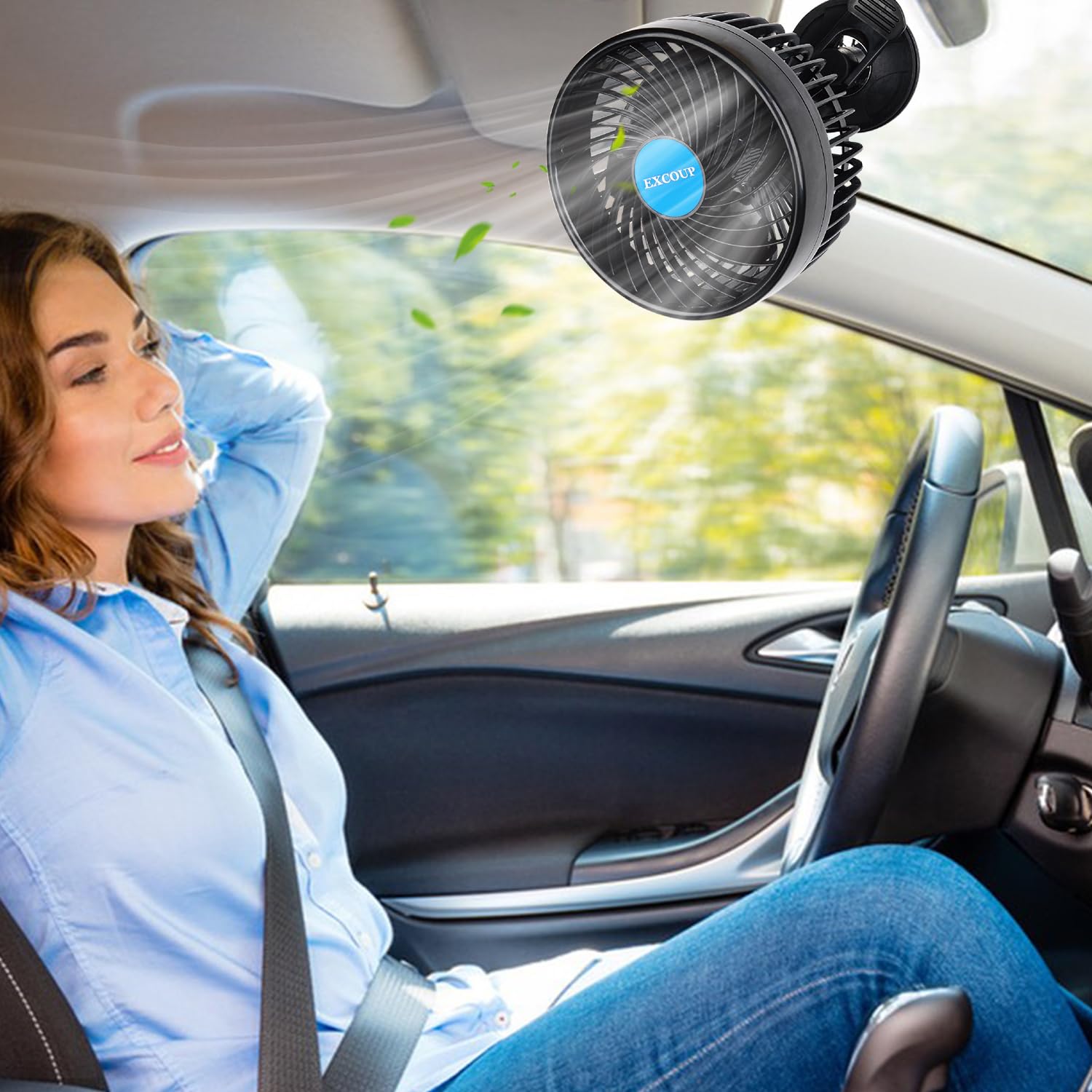 Car Fan 12V With Cigarette Lighter Plug, 4.5'' Powerful Cooling Air Fan With For Front Rear Seat,Portable 360 Rotatable Portable