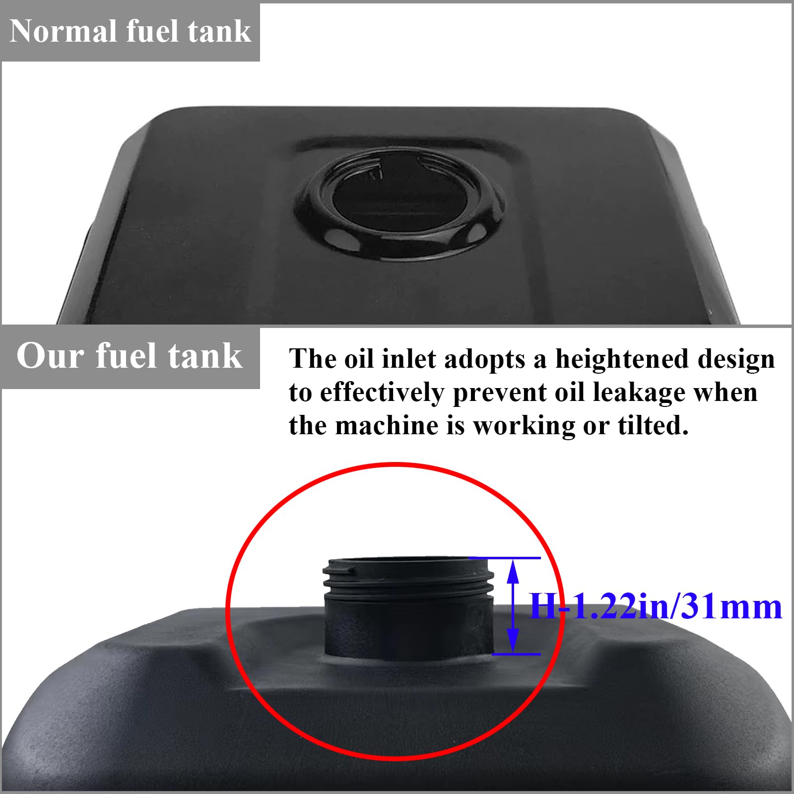 Gas Fuel Tank Compatible With Gx160 Gx200 5.5Hp 6.5Hp Harbor Freight Predator 212Cc Engine Anti-Vibration Hdpe Never Rust Oil Tanks Replaces For 17510-Ze1-020Za 17510-Ze1-030Zf