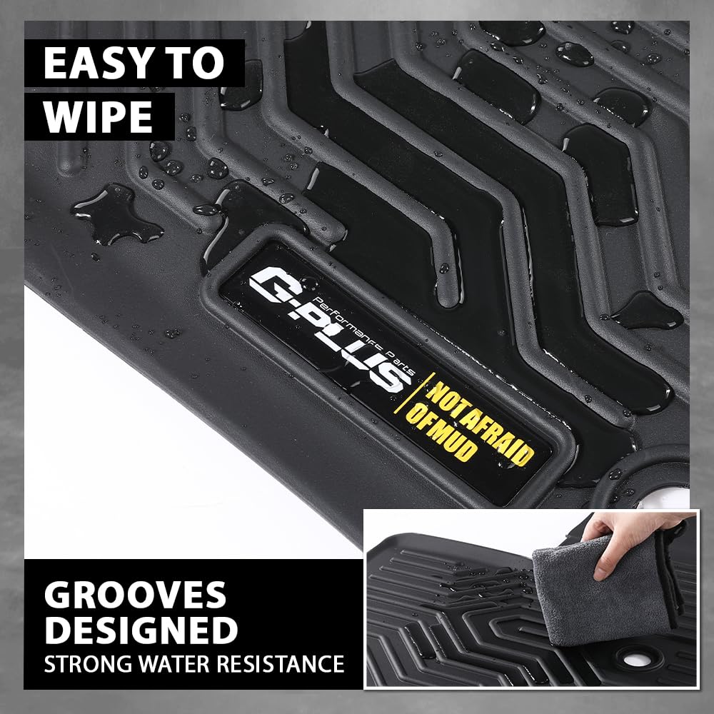 G-PLUS Floor Mats Compatible with Honda Pilot 2023-2024 TPE All Weather Full Cover Protection 4 Piece Black