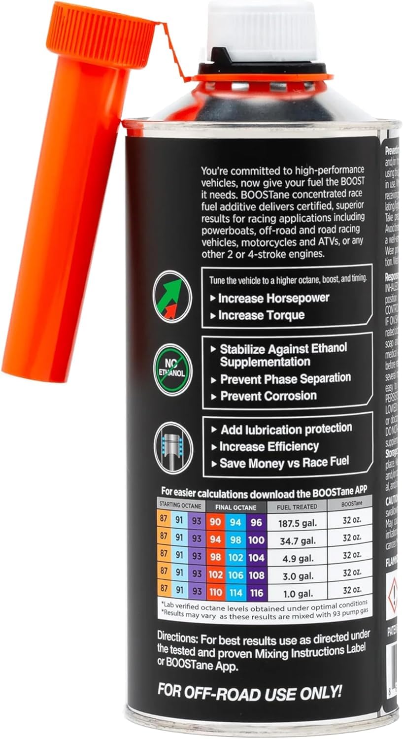 BOOSTane Professional Octane Booster, Formulated to Increase Octane for High Performance Race Engines, 32oz (2 Pack)