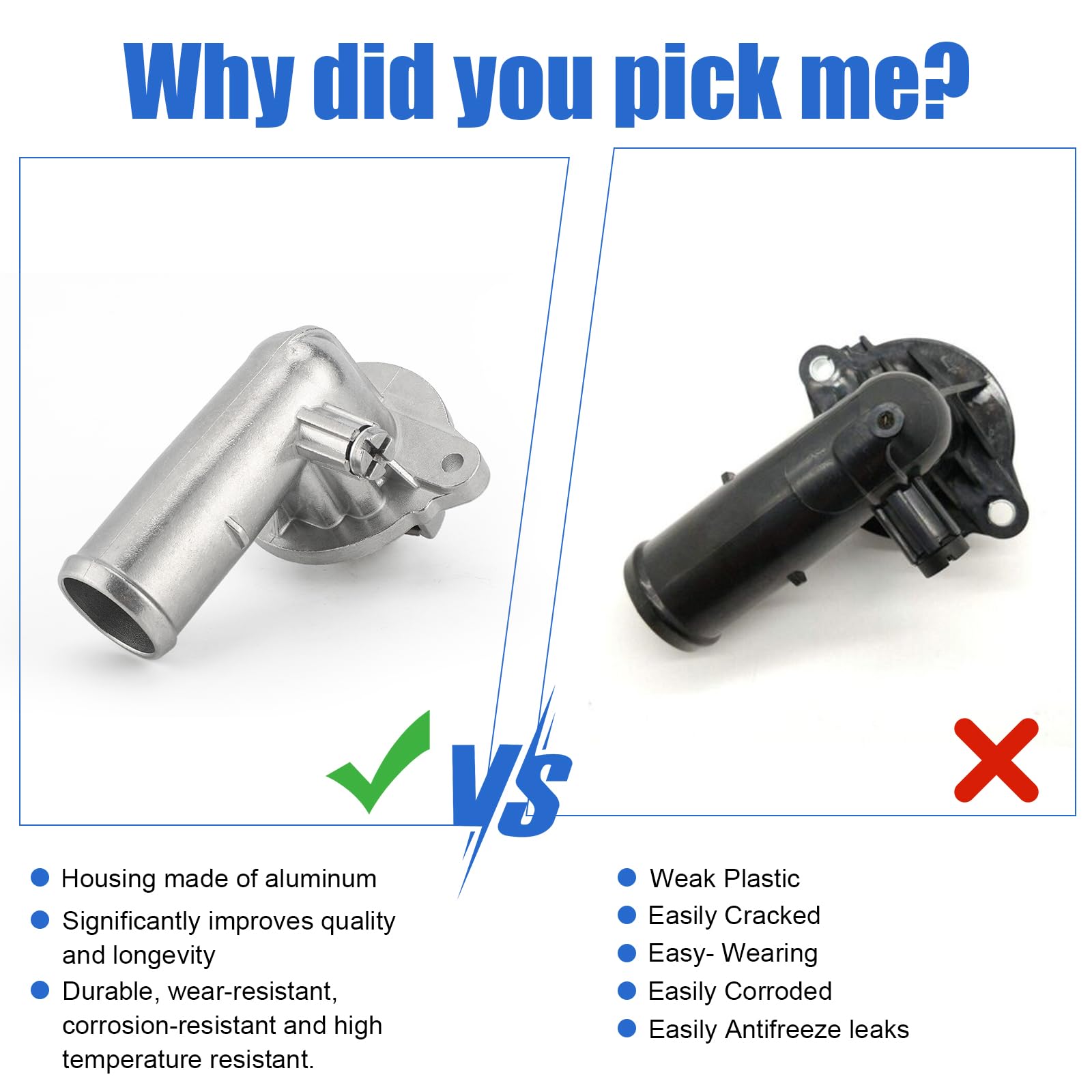 Upgrade Aluminum Thermostat & Housing Assembly for Jeep Grand Cherokee 2011-2015 Wrangler 2012-2017 Wrangler JK 2018, Dodge Dura