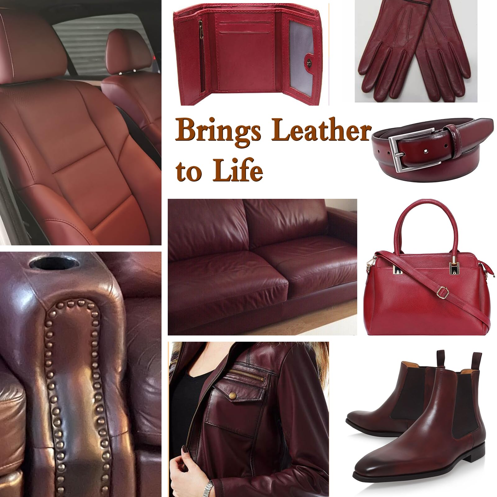 Maroon Leather Repair Kit For Furniture Dye Car Interior Vinyl Seats Paint Leather Conditioner Couch Handbag Chair Stain Remover