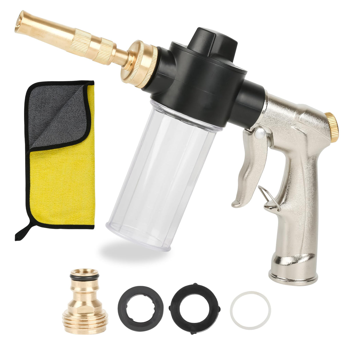 Car Wash Foam Gun Sprayer, Foam Cannon for Garden Hose, Adjustable Foam Ratio Water Spray Foam Cannon Garden Hose Sprayer with 3