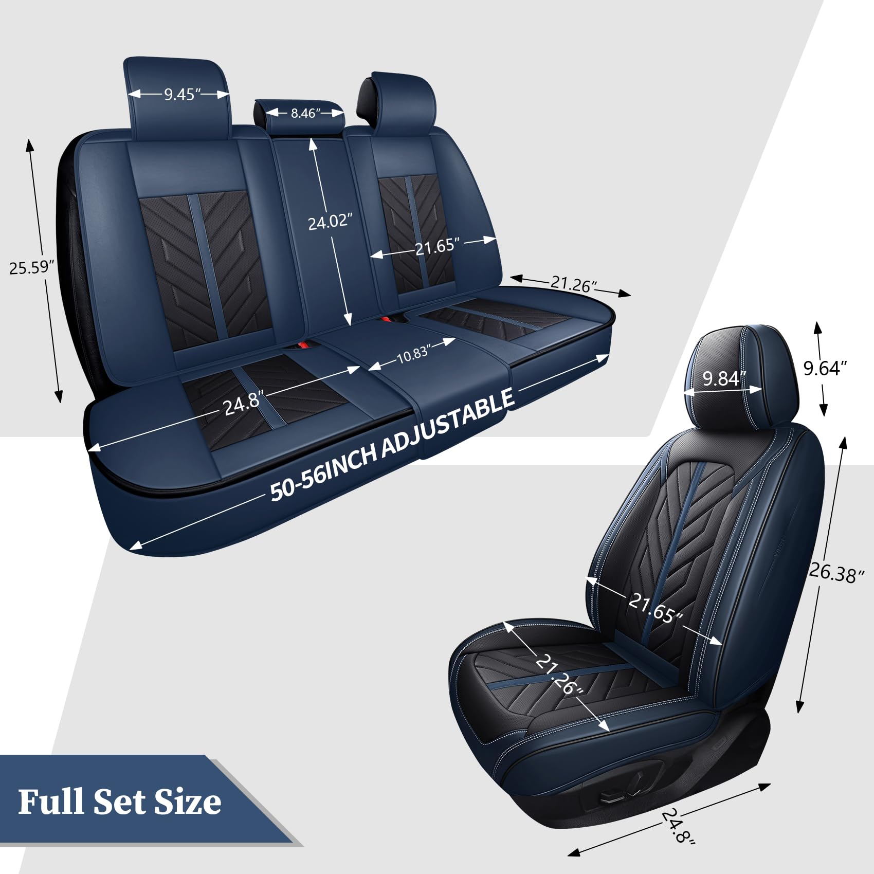 Tomatoman Car Seat Covers Full Set,Universal Automotive Breathable Leather Vehicle Cushion Full Coverage Protectors Fit for Most