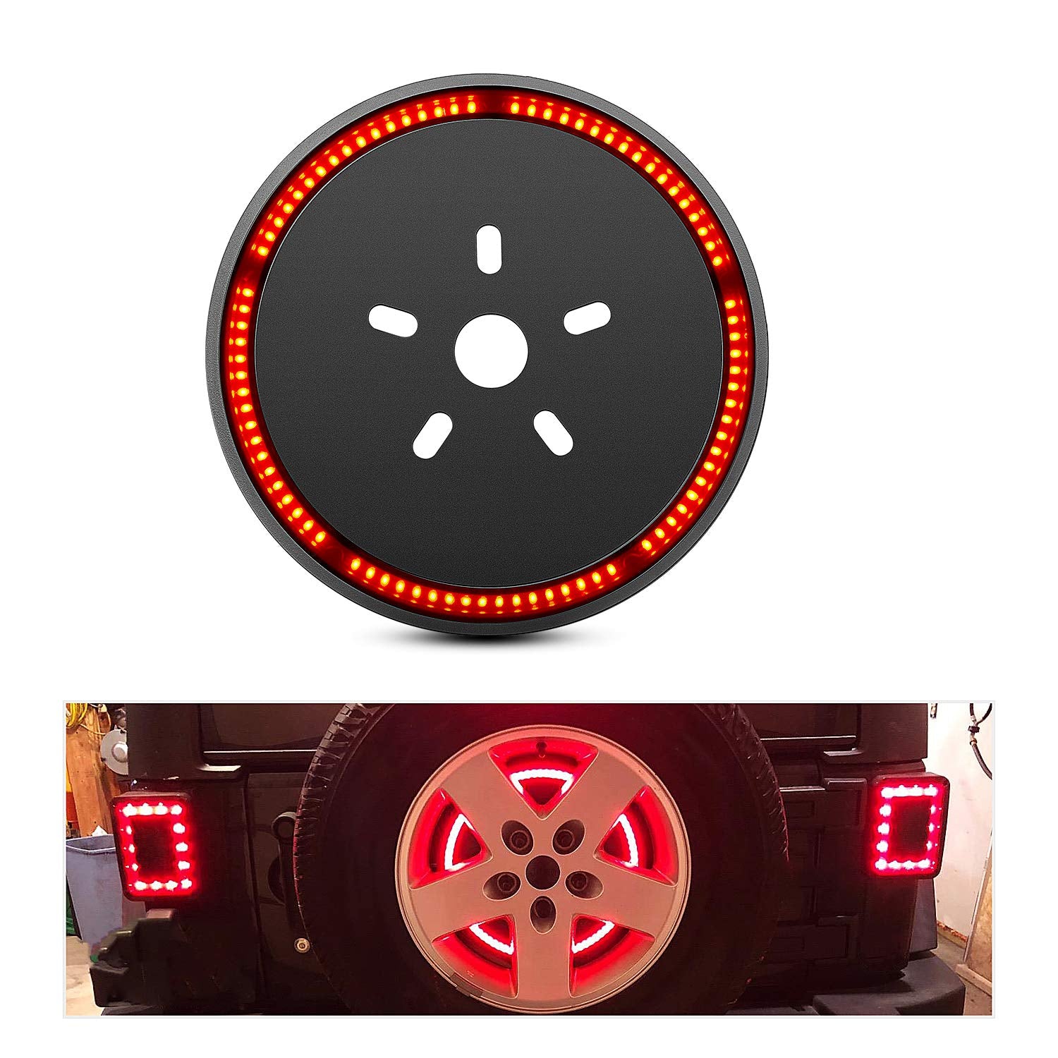 Nilight - Tl-12 Spare Tire Brake Light Wheel Light 3Rd Third Brake Light For Wrangler 2007-2018 Jk Jku Yj Tj, Red Light