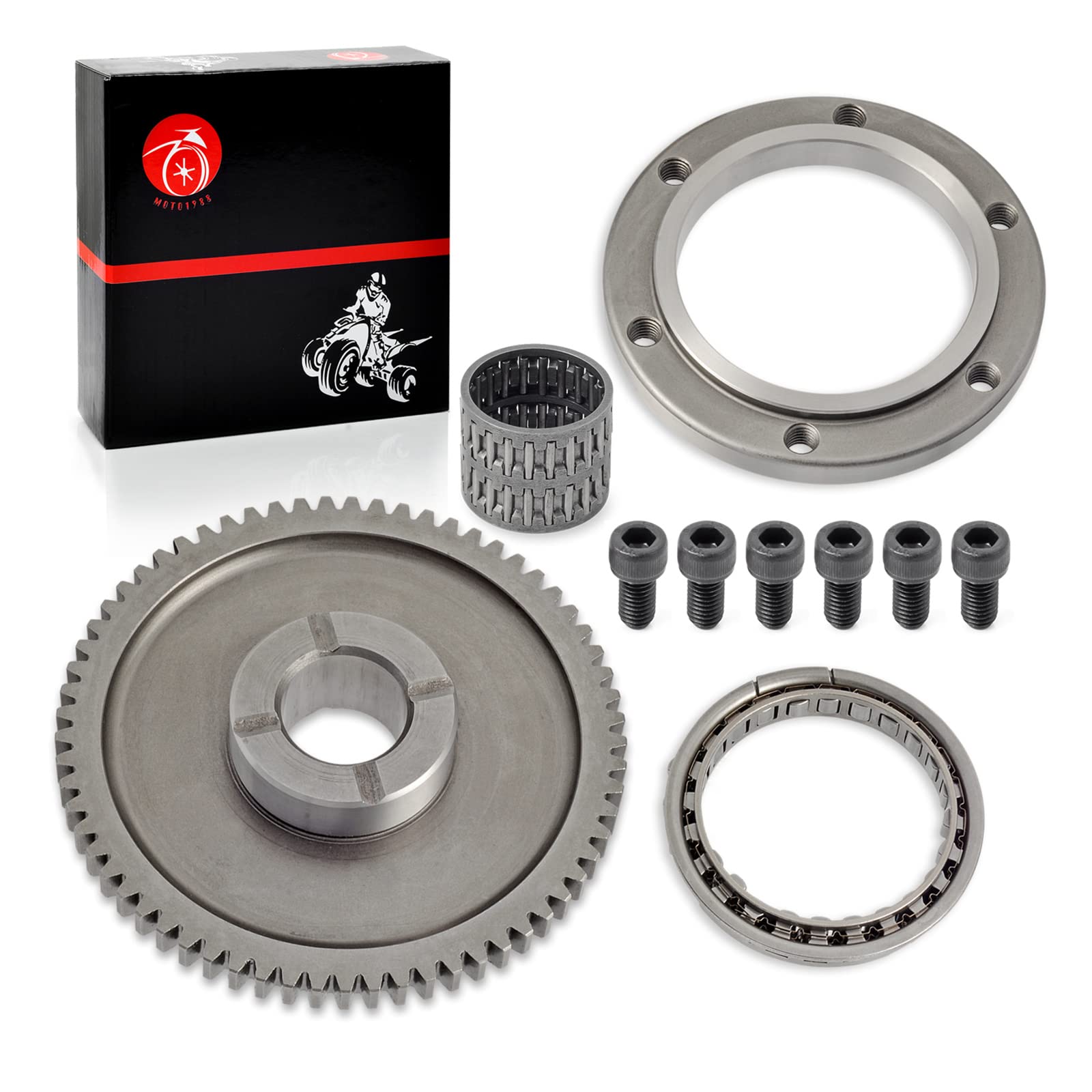 Starter Clutch One Way Bearing Gear Idler Kit For Yamaha Raptor Warrior 350 Big Bear 350 400 Kodiak 400 Moto 4 Yfm350Er Wolverine 350 1Uy-15590-01 1Uy-15517-01