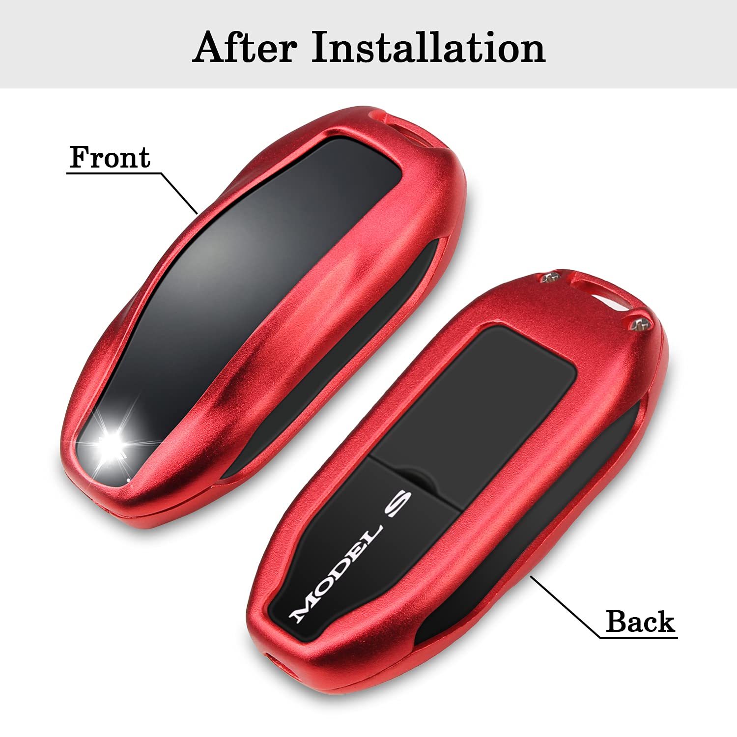 Qbuc For Tesla Key Fob Cover With Keychain Compatible With Tesla Model S/3/Y Keyless Protection Case Smart Remote Accessory (Red