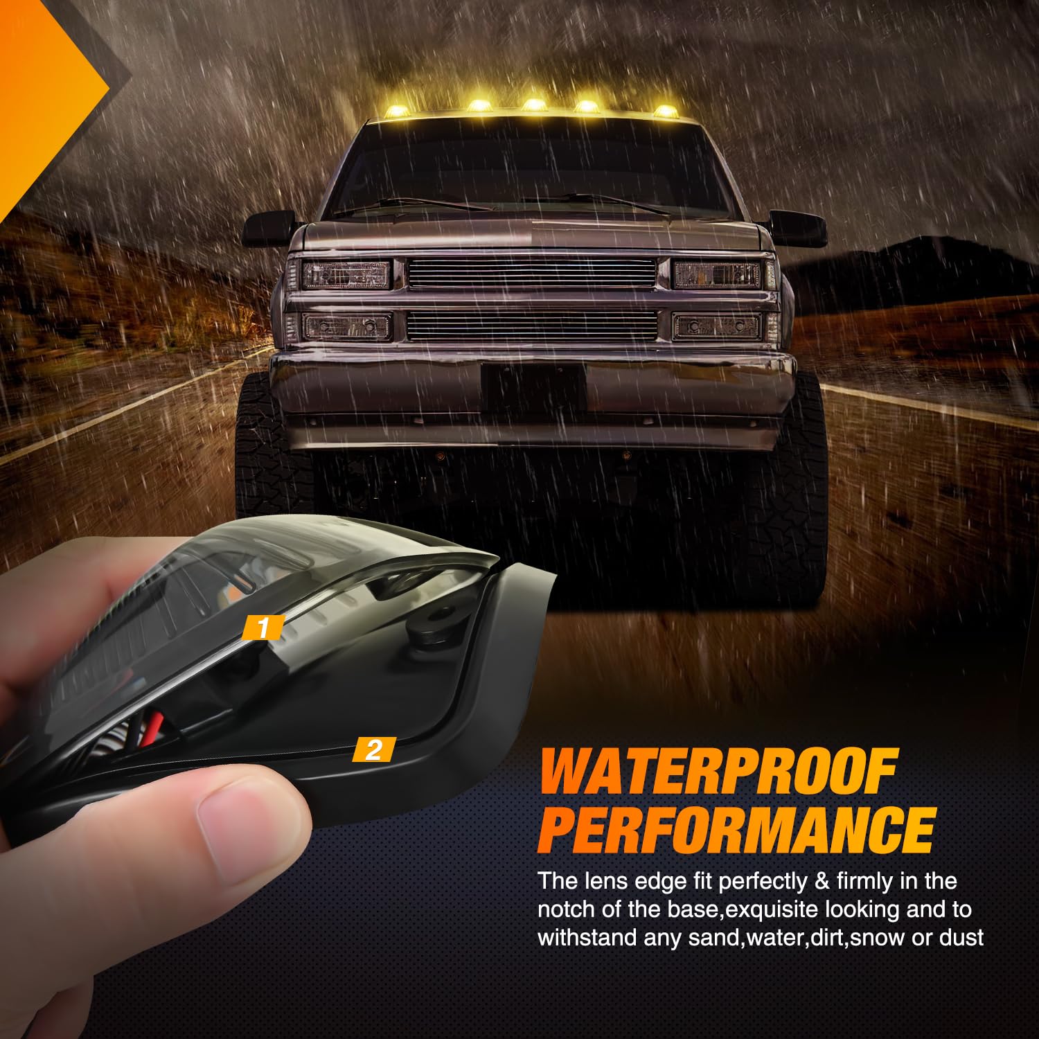 Nilight Led Cab Marker Lights 5 Pcs 5 Led Smoke Lens Amber Clearance Roof Running Light Compatible With 1988-2002 Gmc Chevrolet