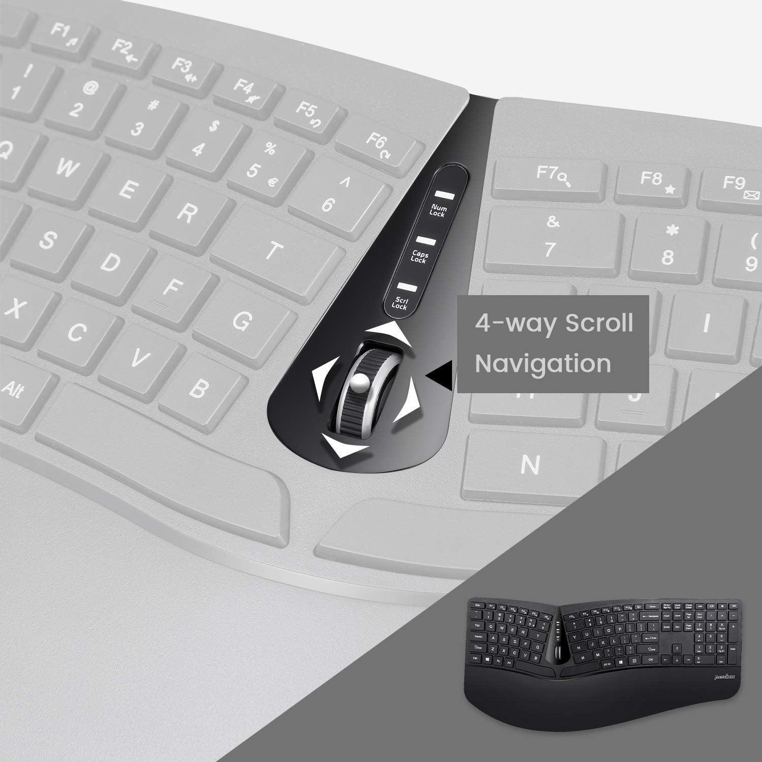 Perixx Periduo-605, Wireless Ergonomic Split Keyboard And Vertical Mouse Combo, Adjustable Palm Rest And Membrane Low Profile Ke
