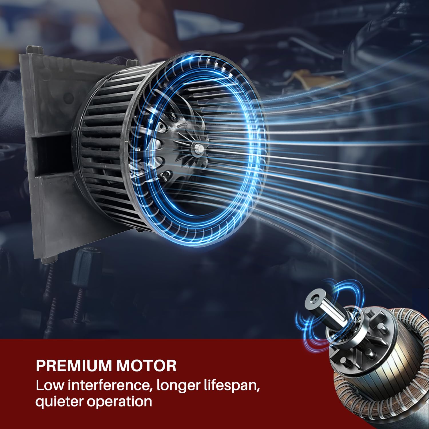 Aspligo 700158 Ac Heater Blower Motor Fan Front Fit For Audi Tt Quattro 2000-2006, For Porsche 911 1999-2013, Boxster 1997-2012,