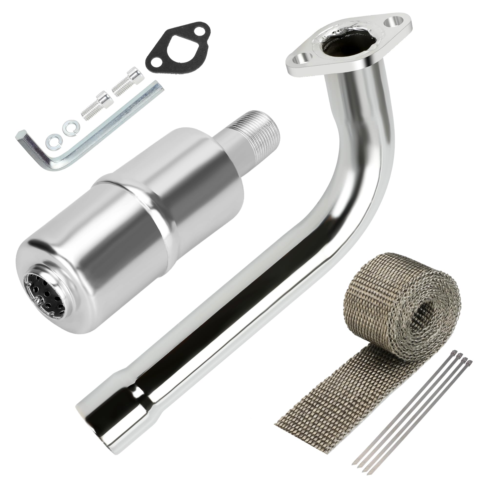 YOXUFA Mini Bike Exhaust Pipe Muffler Kit for Predator 212cc 224cc 196cc Coleman CT200U BT200X CT200U-EX 6.5hp Baja Warrior Mass