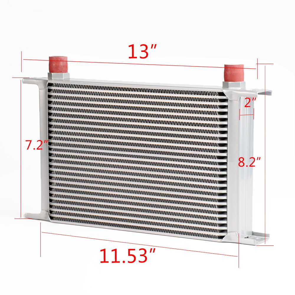 G-PLUS 25 Row AN10-10AN Universal Engine Transmission Oil Cooler Kit + Oil Filter Relocation Kit Silver