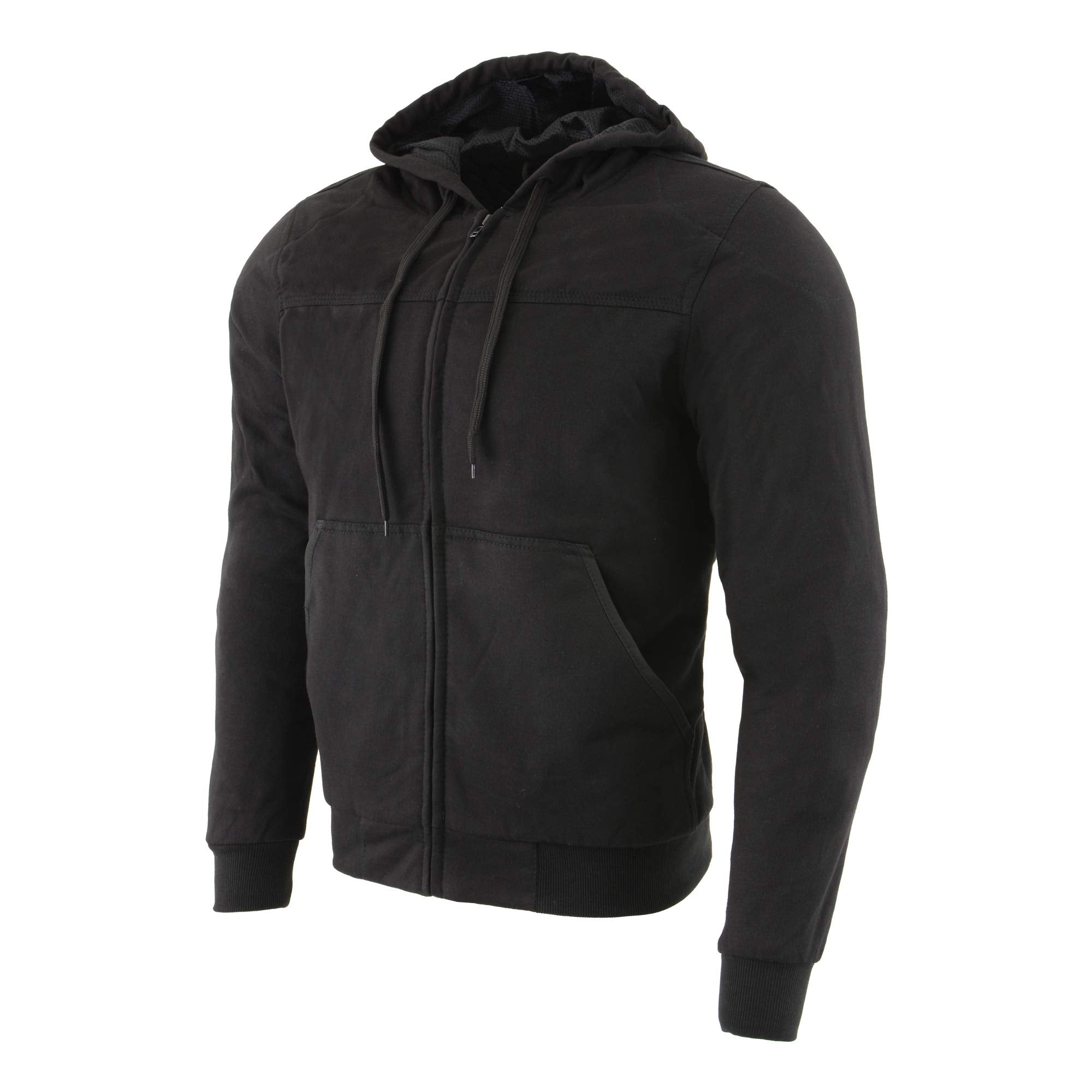 Milwaukee Leather Mpm1788 Men'S Black Ce Approved Armored Riding Hoodie Sweater With Aramid By Dupont Fibers - Large