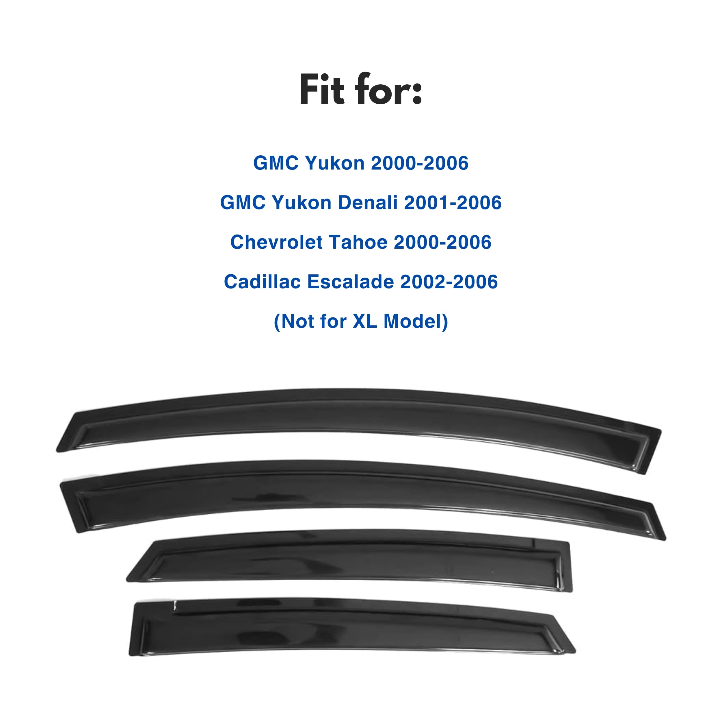 Ig Window Visor Compatible With 2000-2006 Chevy Chevrolet Tahoe & Gmc Yukon, Vent Visors Deflectors For 2002-2006 Cadillac Escal
