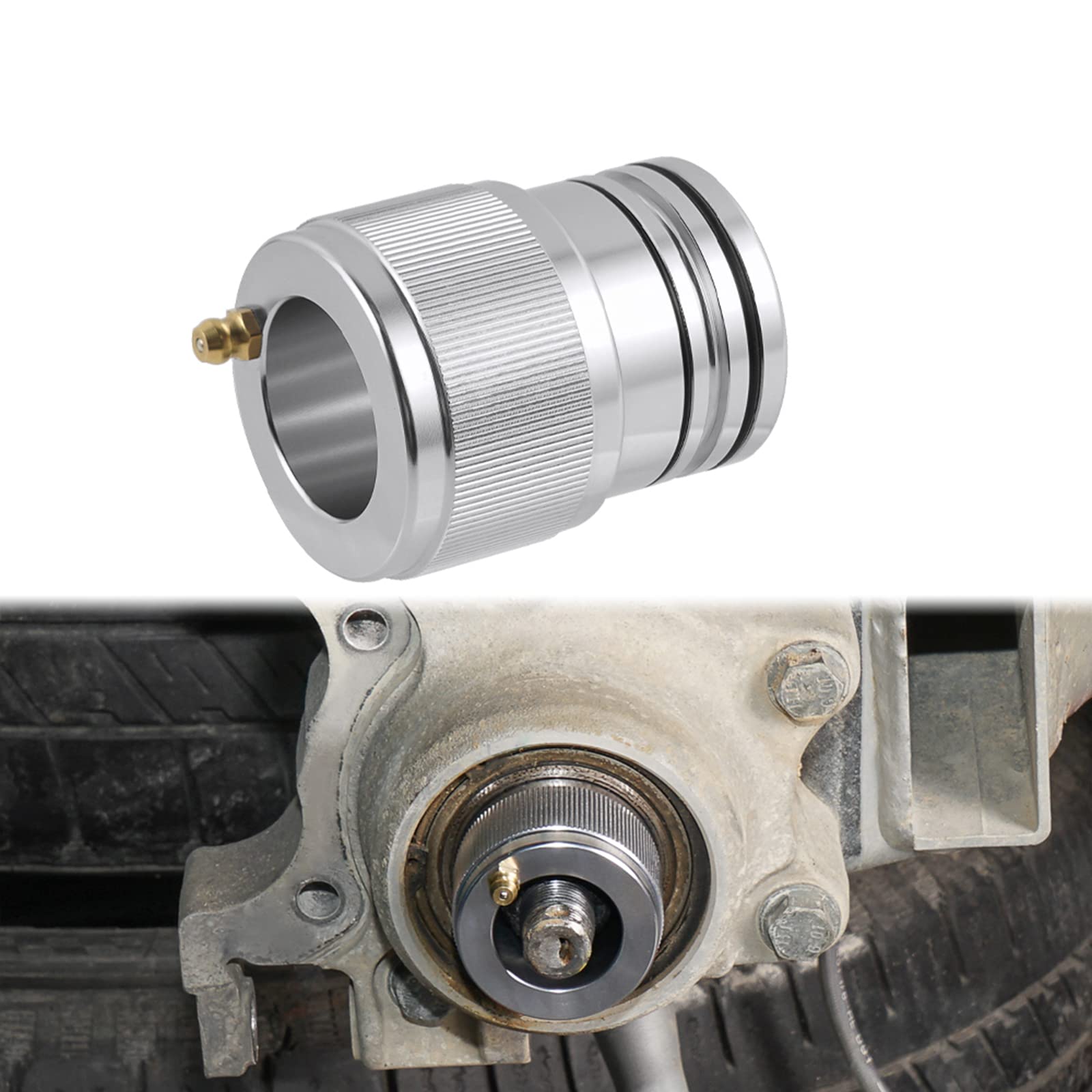 Nicecnc 44Mm Wheel Bearing Greaser Tool Compatible With Polaris Ranger Rzr 900 / S4 / Rs1, Rzr Xp 1000 / Turbo, General 4 1000, Sportsman 550/850 /1000, Scrambler Xp 850/1000, See Fitment Silver