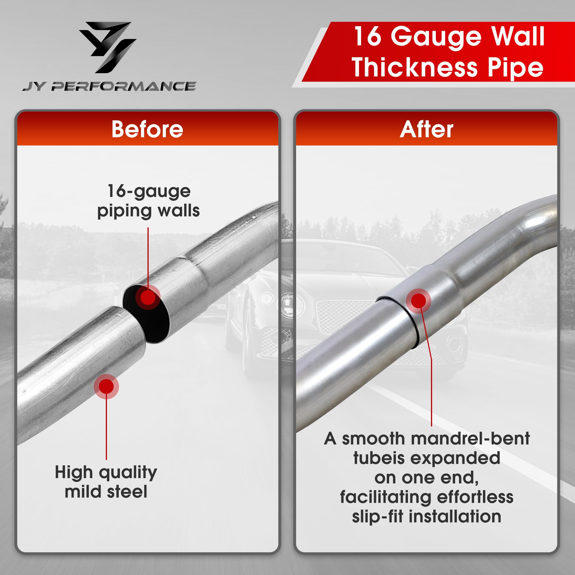 Yolando 2'' Custom Exhaust Kit Universal Mild Steel 16 Gauge Tubing Mandrel Bend Pipe Straight & U-Bend - 16Pcs