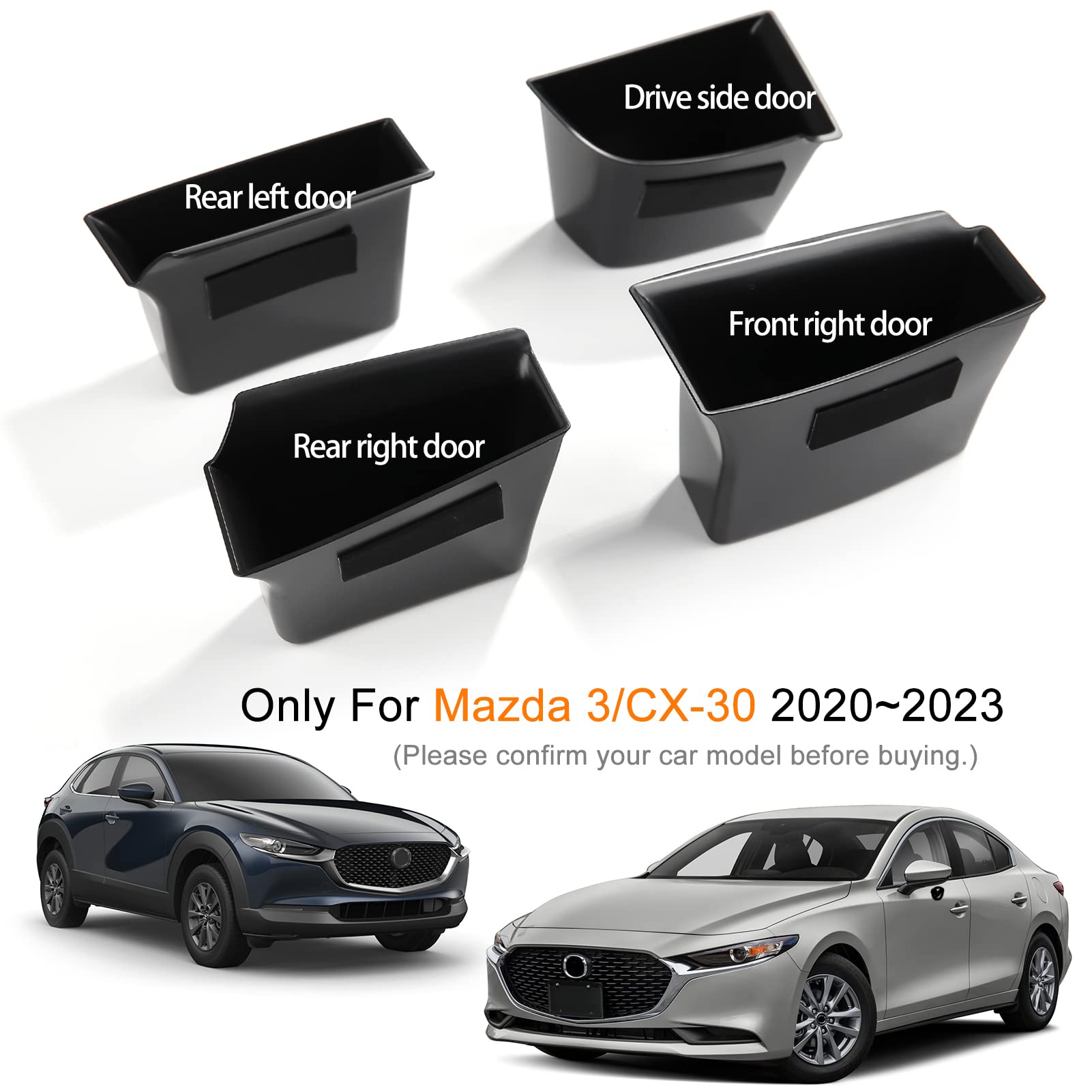 Anfokas 4Pcs Compatible With Mazda 3 Cx-30 2025 2024 2023 2022 2021 2020 Accessories Car Door Grab Handle Pocket Armrest Box Armrest Cover Storage Organizer Tray