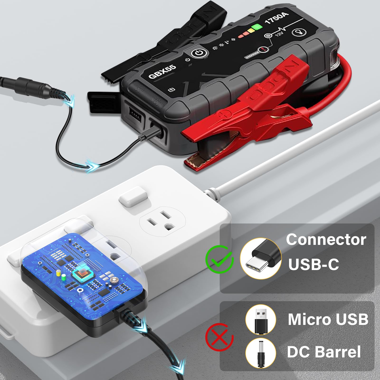 HIENADTOR 5V Charger AC/DC Adapter for NOCO Boost X Jump Starter, UL Listed, 6.5FT, Model YNQX12G050200UL
