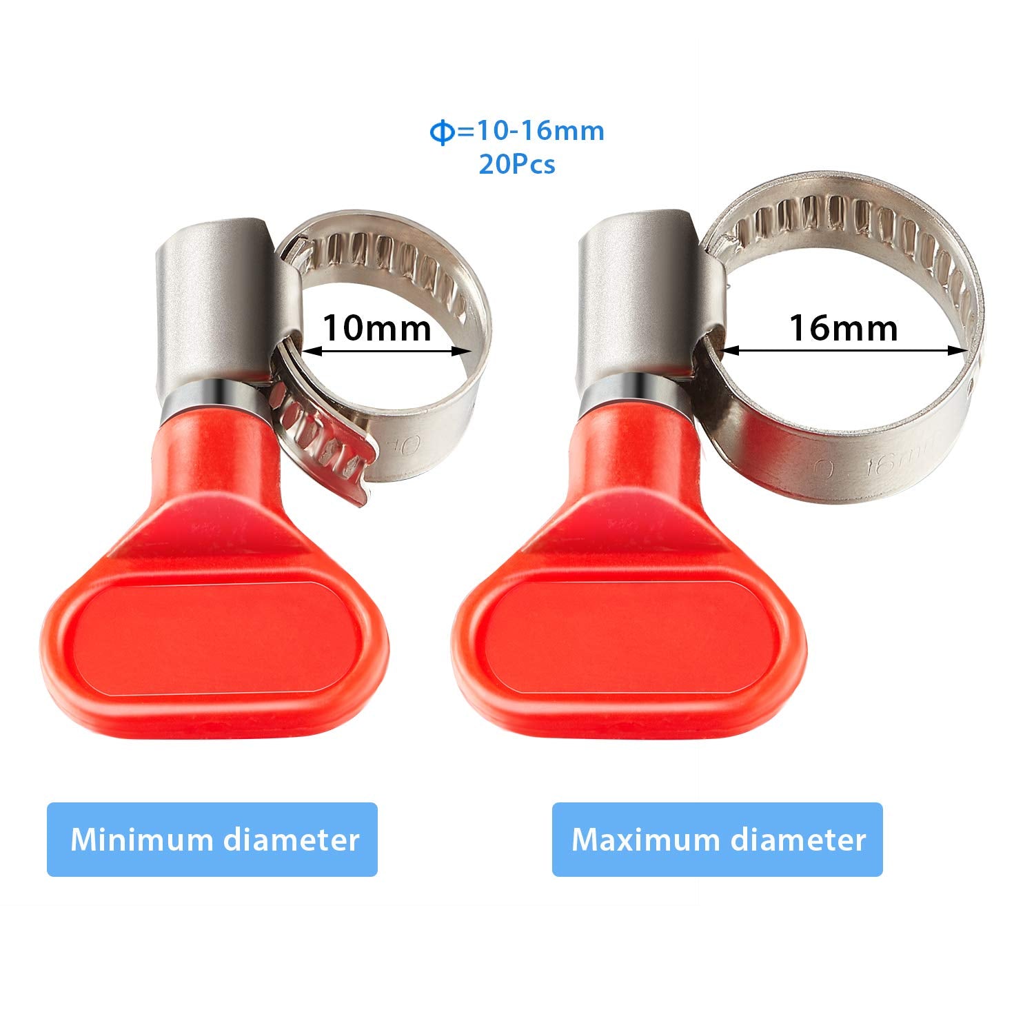 20 Pieces Stainless Steel Hose Clamps Worm Gear Clamp For Brewing Plumbing Automotive And Mechanical Applications - Beer Line Cl