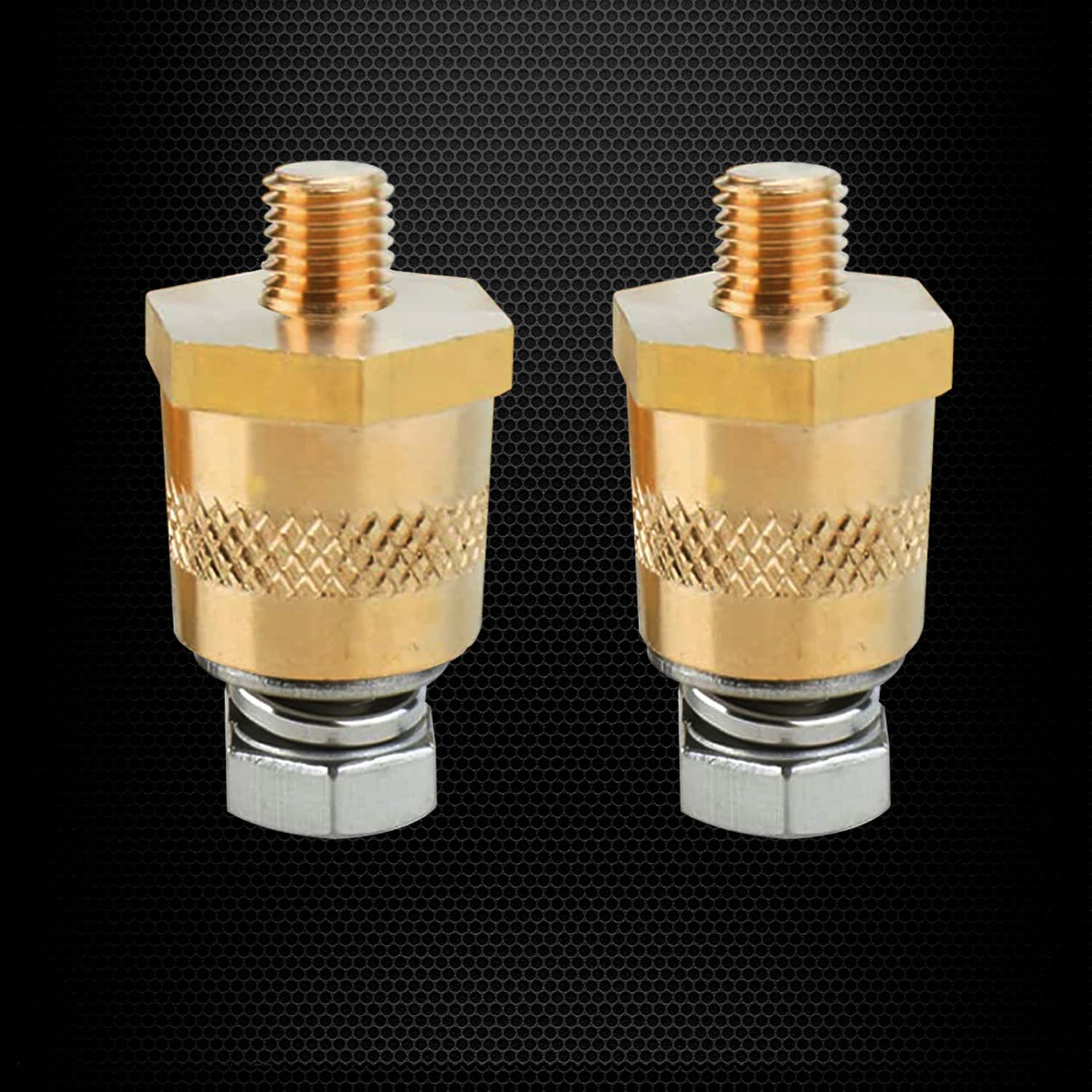 Ampper M8 Thread Male Brass Battery Terminal Charging Posts, M8 Battery Post Adapter (+/-) With Top Bolts For Extension, Pack Of