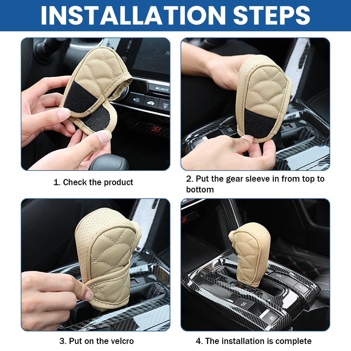 Bittwee Car Gear Shift Cover, Waterproof Pu Leather Manual/Automatic Automotive Gear Stick Shift Knob Rod Dust Cover Protector W