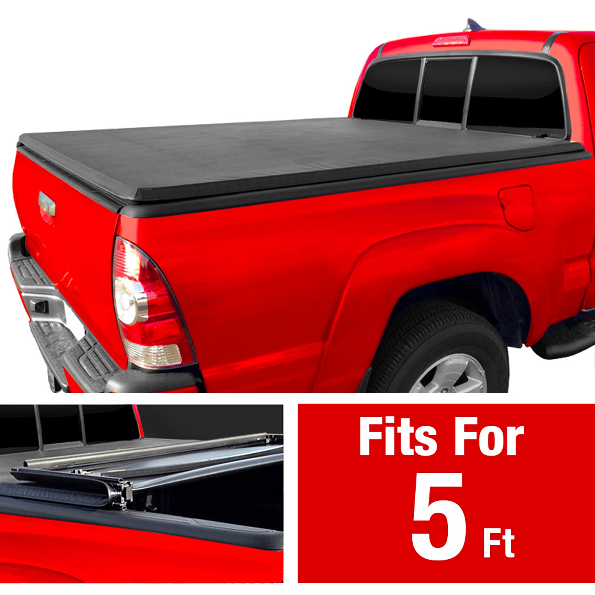 Maxmate Soft Tri-Fold Truck Bed Tonneau Cover Compatible With 2005-2021 Nissan Frontier; 2009-2012 Suzuki Equator | 5' (59'') Be