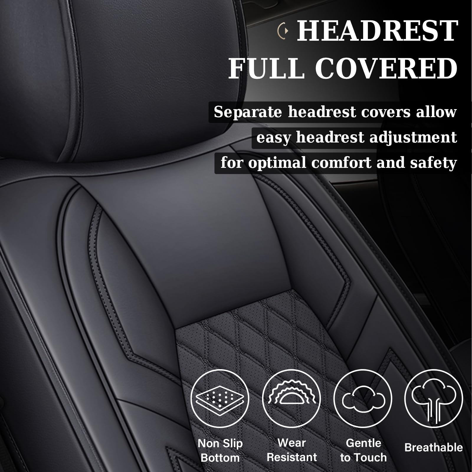 Coverado Toyota Tundra Seat Covers, Leather Car Seat Covers Full Set Automotive Seat Covers Protector Compatible With 2007-2021