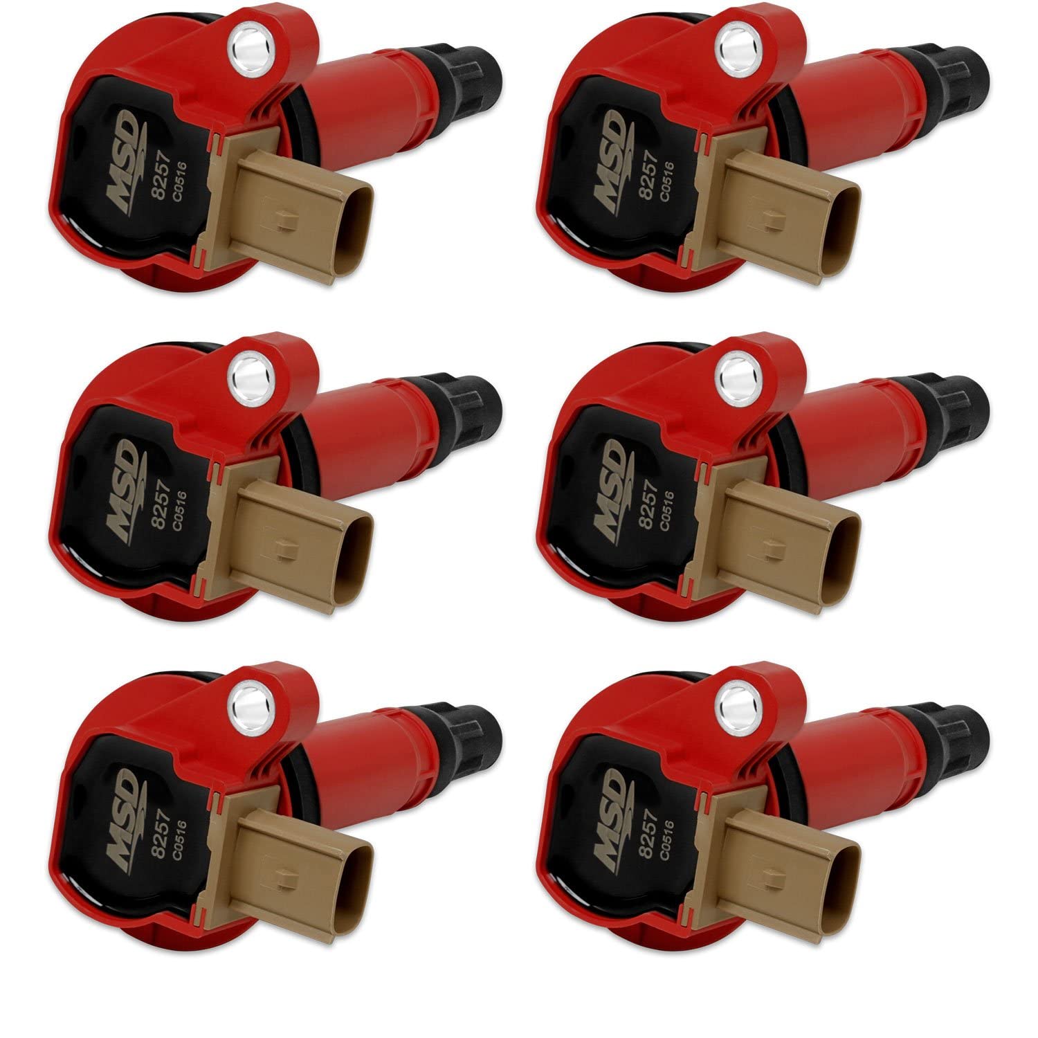 Msd 82576 Ignition Coils, Red, 6-Pack (3-Pin Connector)