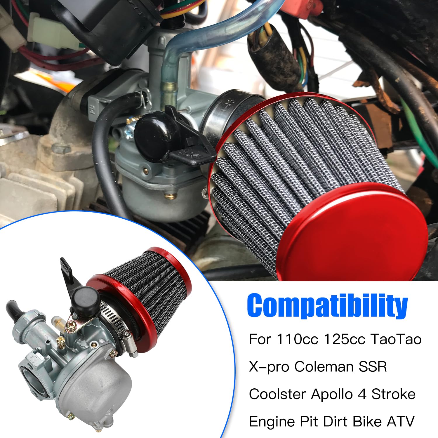 Yoxufa Pz22 Carburetor 22 Mm Carb Throttle Cable Grip For 110Cc 125Cc Atv Pit Dirt Bike Coolster Mountopz Ssr Taotao Db14 Db24 Apollo Xpro Hawk 4 Stroke Chinese Quad Parts