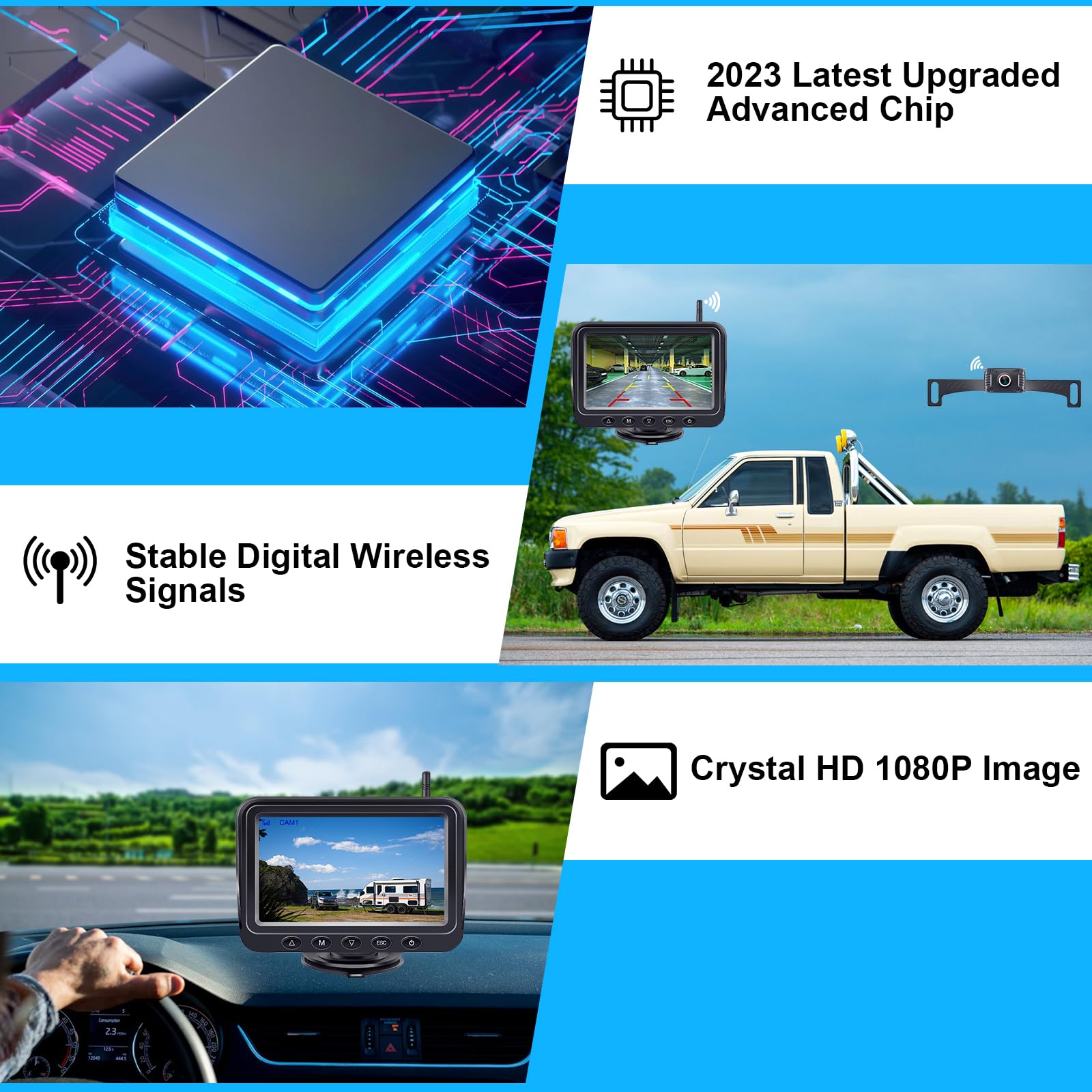 5-Inch Wireless Backup Camera For Trucks: Strong Signal Hd 1080P Rear View Camera Easy To Install - R11