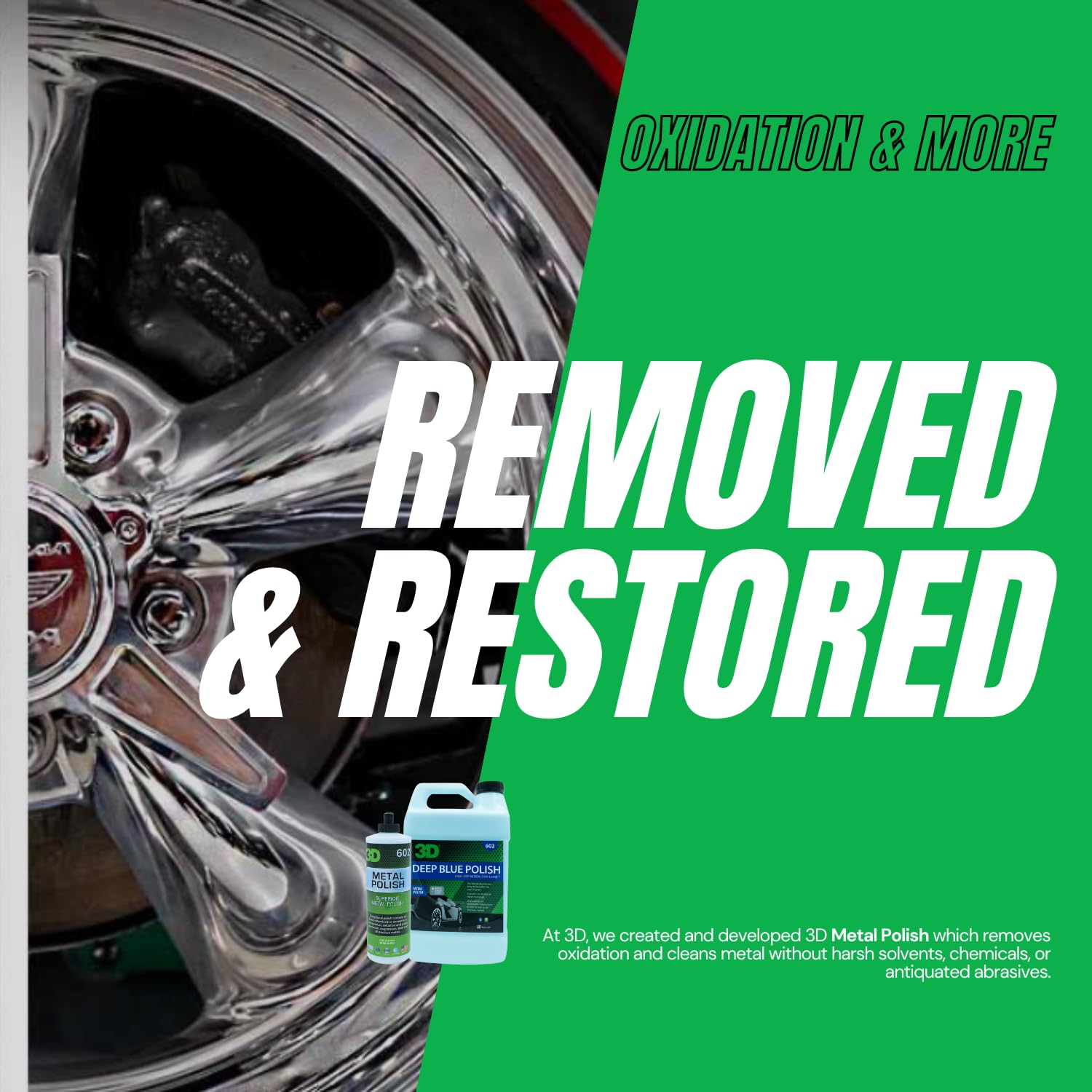 3D Metal Polish - Heavy Duty Multi Purpose Polish, Cleaner, Restorer And Protectant For Metal, Aluminum, Chrome 16Oz.