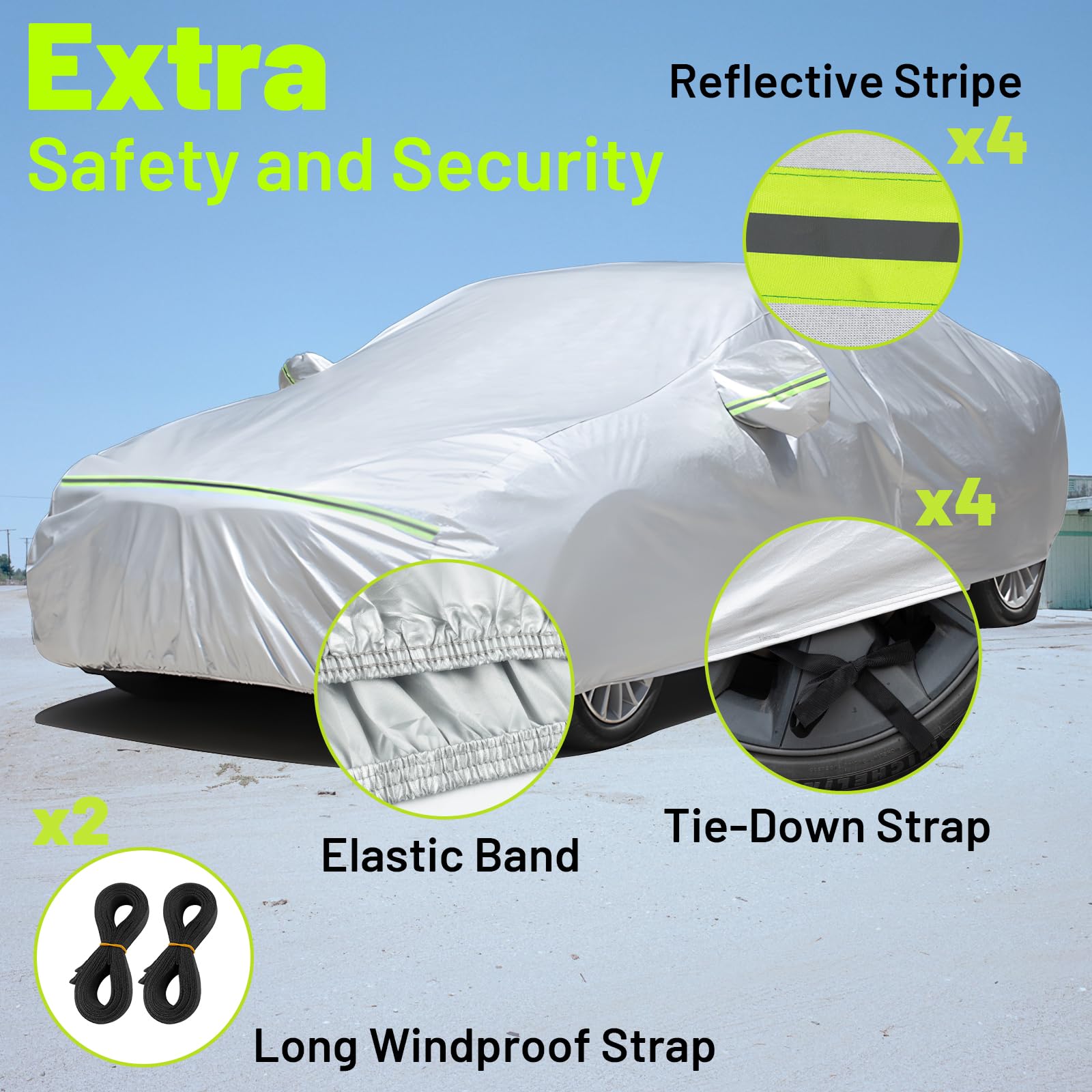 Favoto Car Cover Waterproof Outdoor - All Weather Sedan Car Cover 6 Layers For Automobiles Rain Sun Snow Protection Universal Fi
