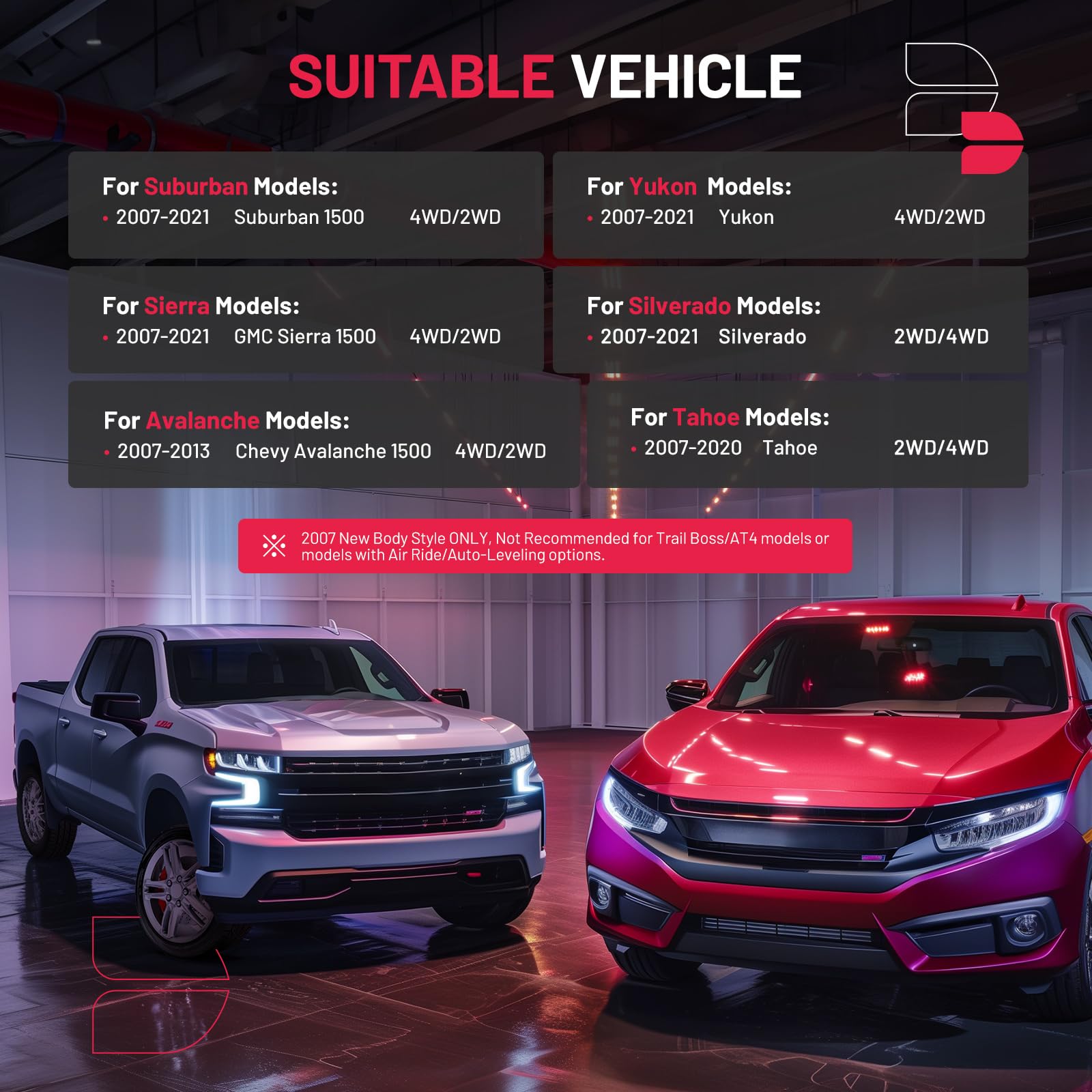 Bdfhyk 3'' Front Leveling Lift Kit Compatible With 2007-2022 Silverado/Avalanche/Gmc Sierra/Suburban 1500/Yukon/Tahoe 2Wd/4Wd Fr