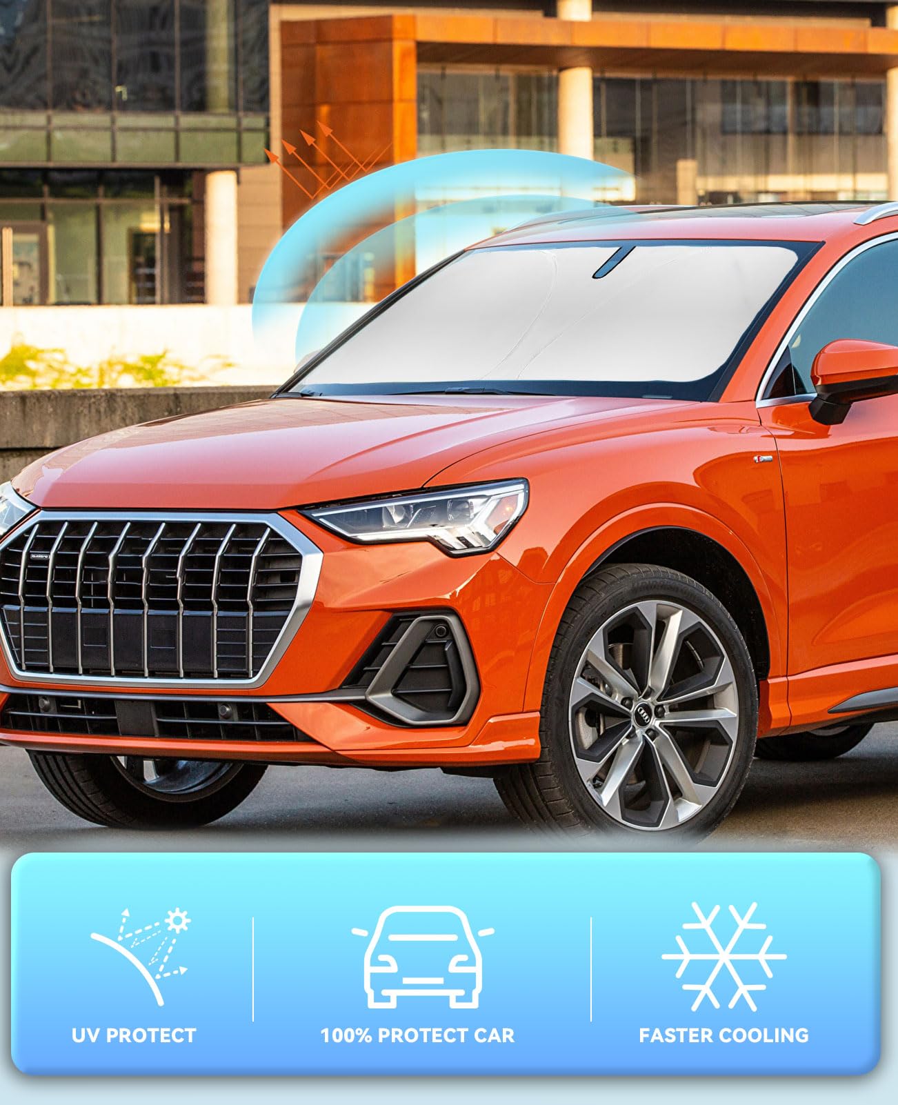 Windshield Sun Shade Sunshade For Audi Q3 2019-2024 2025 Premium, Premium Plus, Prestige S-Line, Suv Accessories Windshield Cove