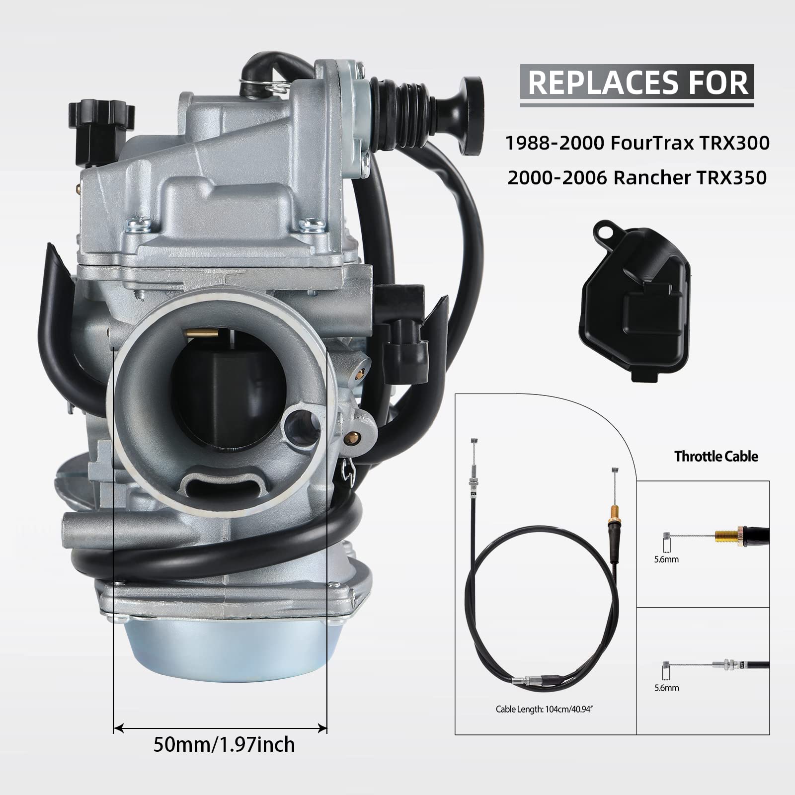 TANG FourTrax 300 Carburetor for Honda TRX300 TRX350, Rancher 350, Foreman 400 450 - Includes Air & Oil Filter, Cleaning Brush
