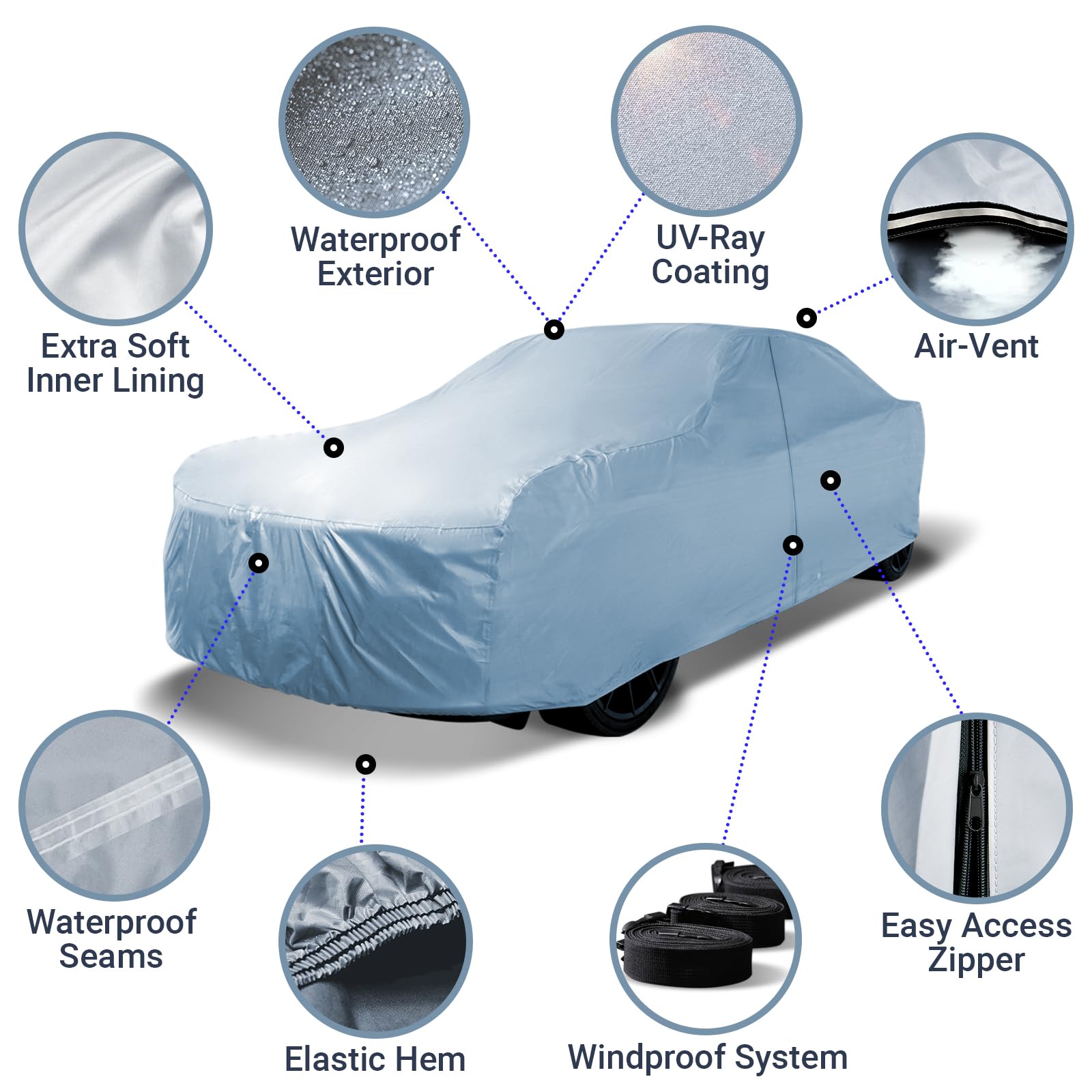 Icarcover Custom Car Cover For 1966-1967 Chevy Nova 2-Door Waterproof All Weather Rain Snow Uv Sun Hail Protector For Automobile